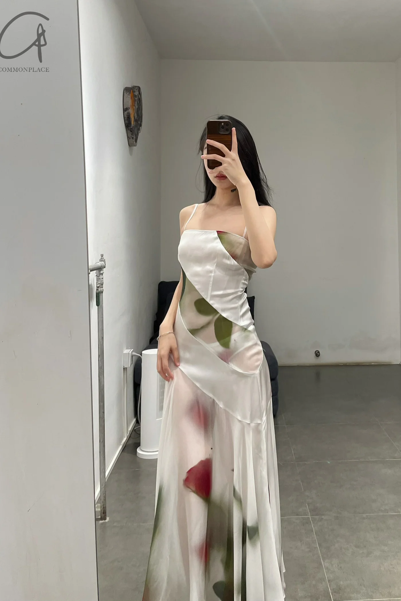 CAROLINE HU rose printed silk chiffon suspender skirt CHSS24D10RPRT - Image 5