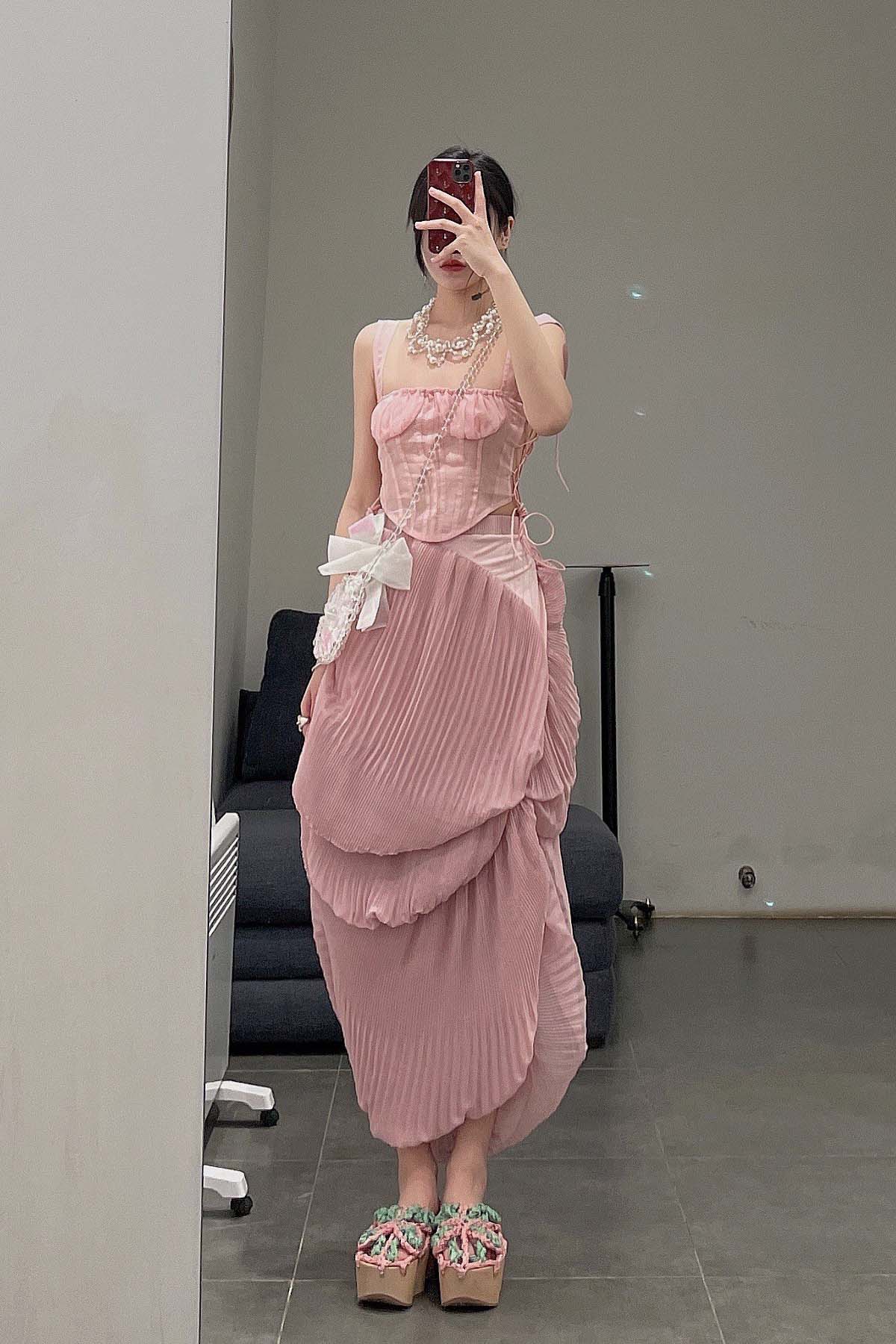 CAROLINE HU Silk Corset SS22PKT03 Pink PCH4 - Image 13
