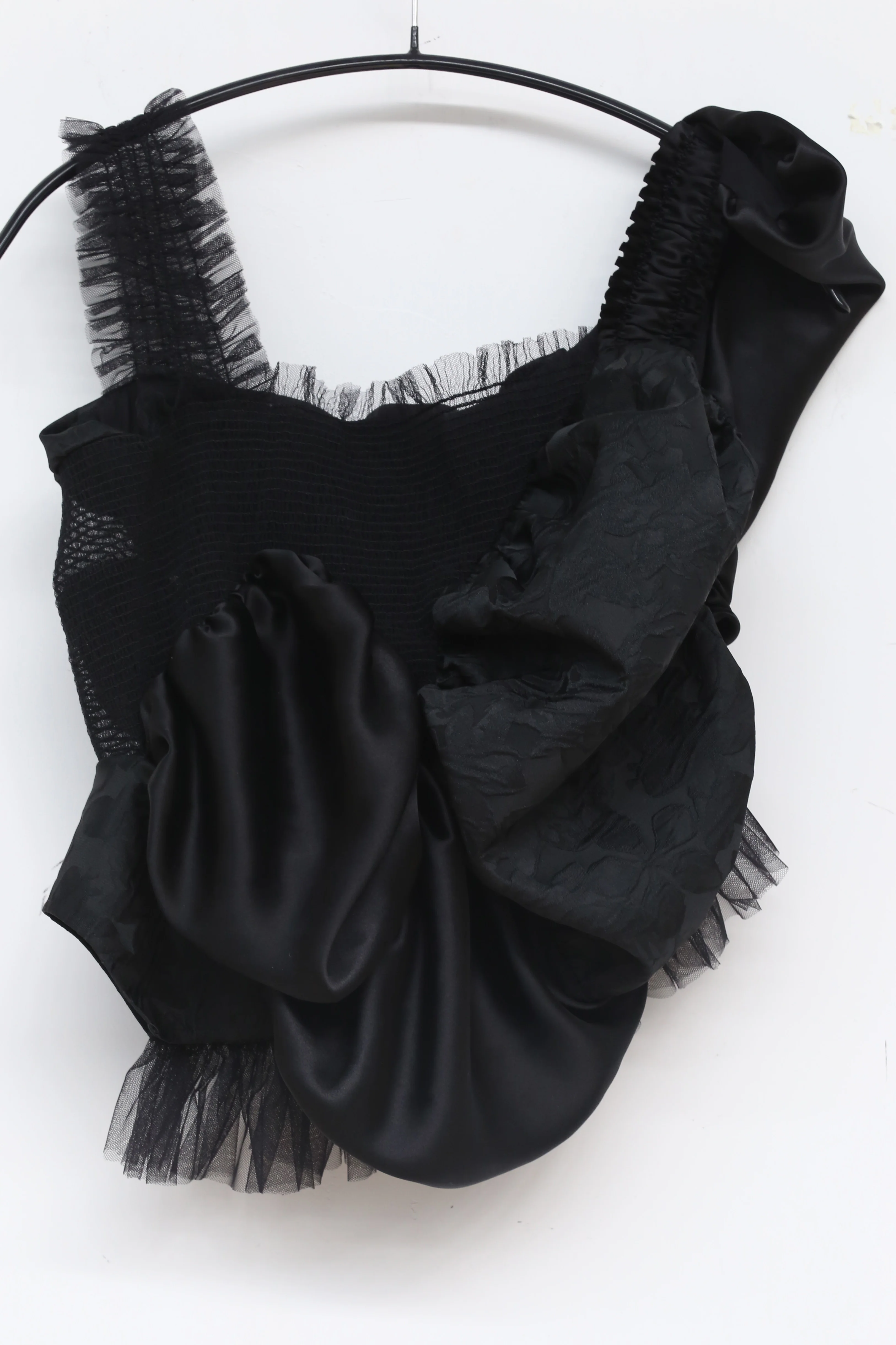 CAROLINE HU Waist Collar Lace Top SS21TL01BK Black - Image 8