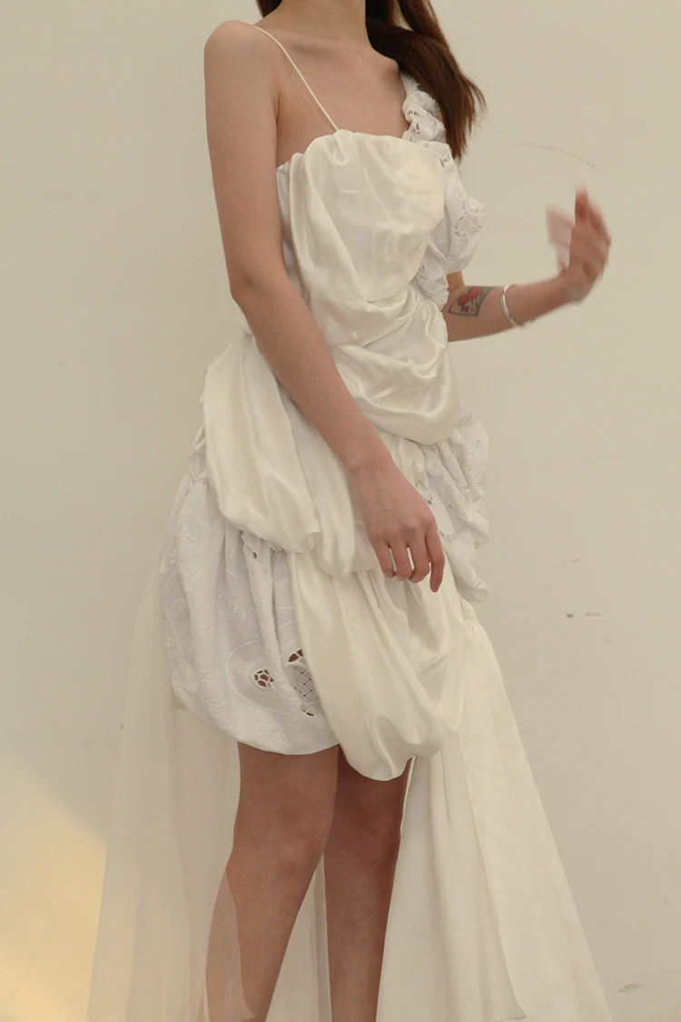 CAROLINE HU twisted silk lace dress ss21dm04 - Image 5