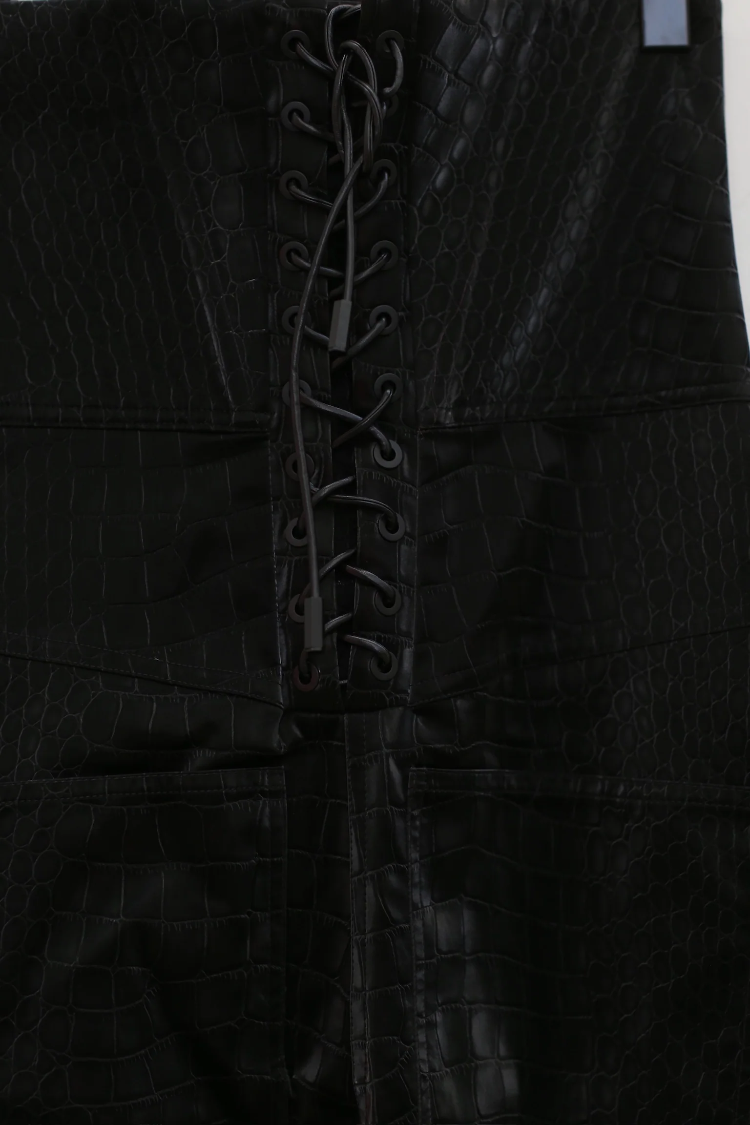 CHENPENG corset wide-leg trousers CP23AWB012 black crocodile leather - Image 3