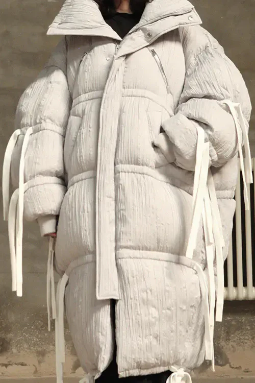 CHENPENG Gray Pleated Bubblegum Down Jacket CP20AWJ013 - Image 3