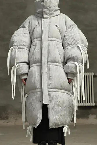 CHENPENG Gray Pleated Bubblegum Down Jacket CP20AWJ013 - Image 4