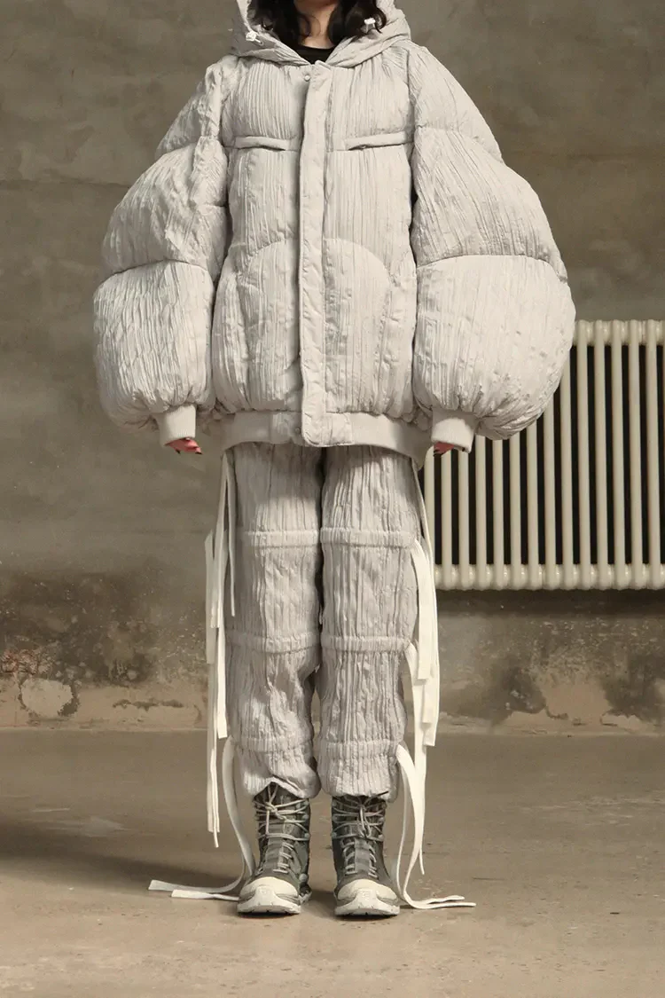 Chenpeng grey puffer puffer jacket cp20awj002 - Image 5