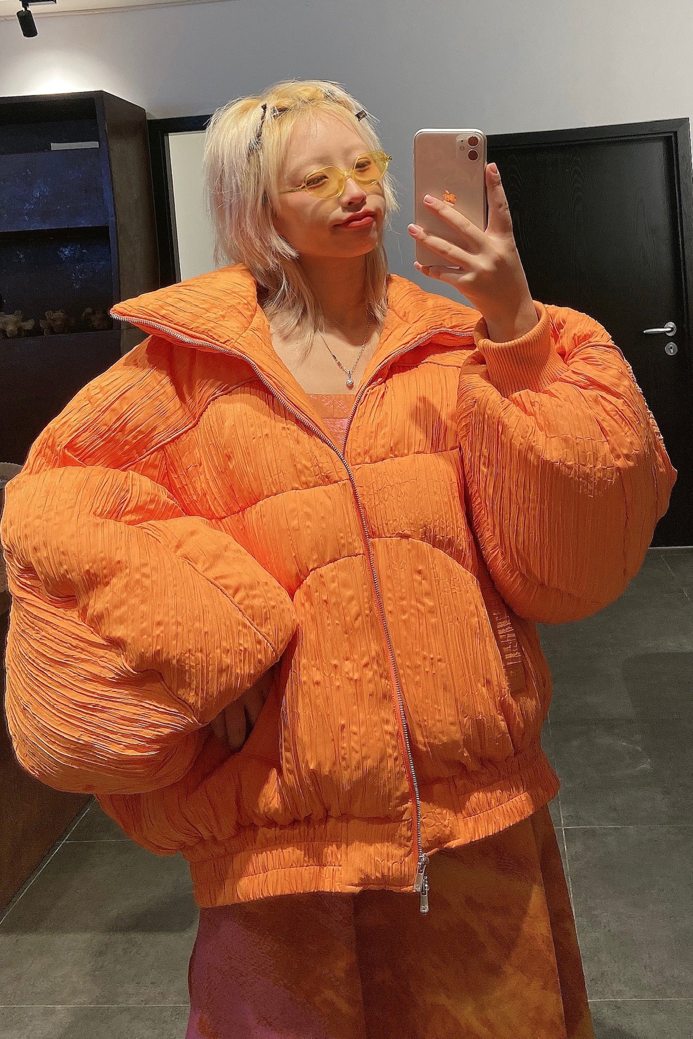 CHENPENG Orange Pleated Puffer Jacket CP20AWJ015 - Image 13