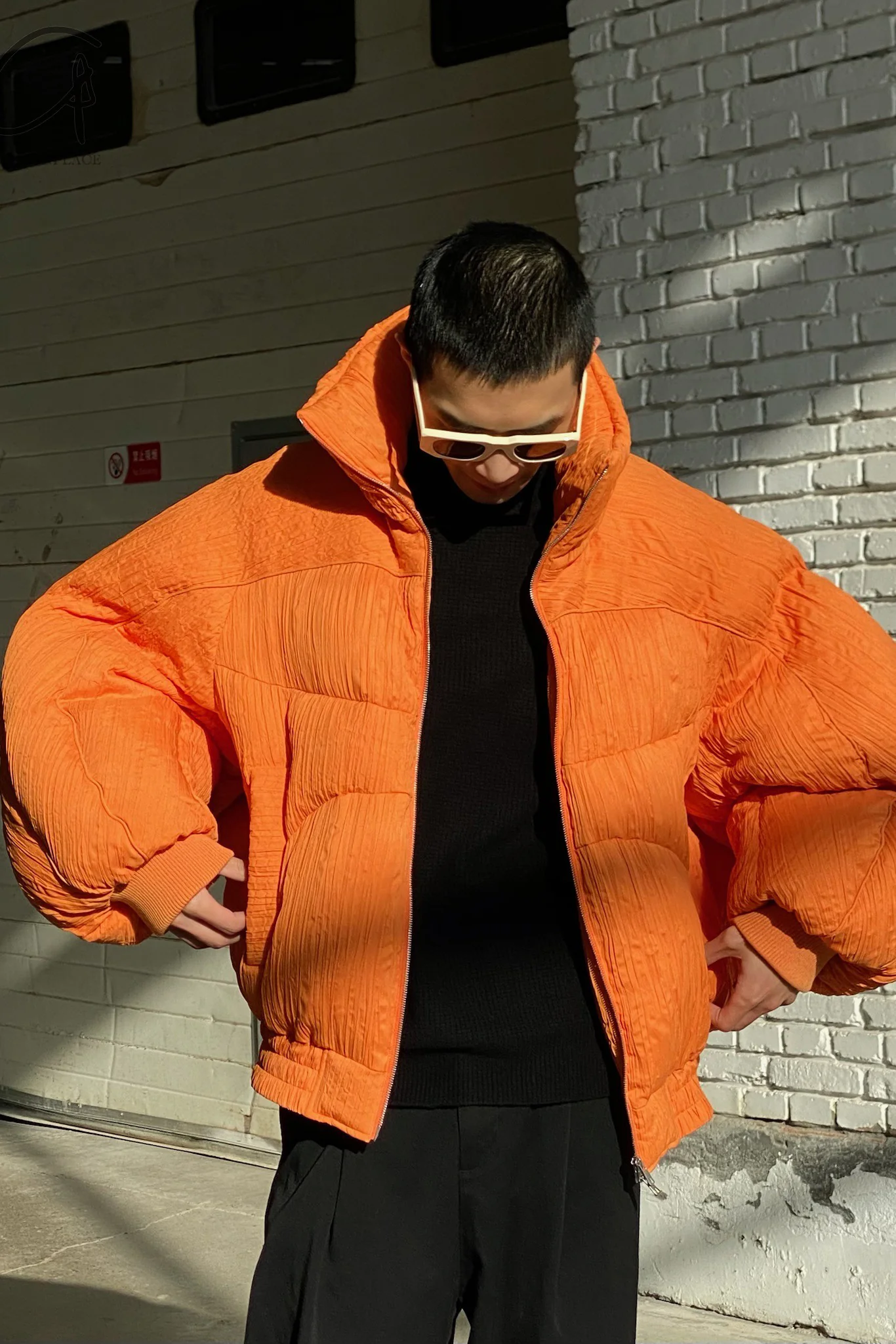 CHENPENG Orange Pleated Puffer Jacket CP20AWJ015 - Image 20