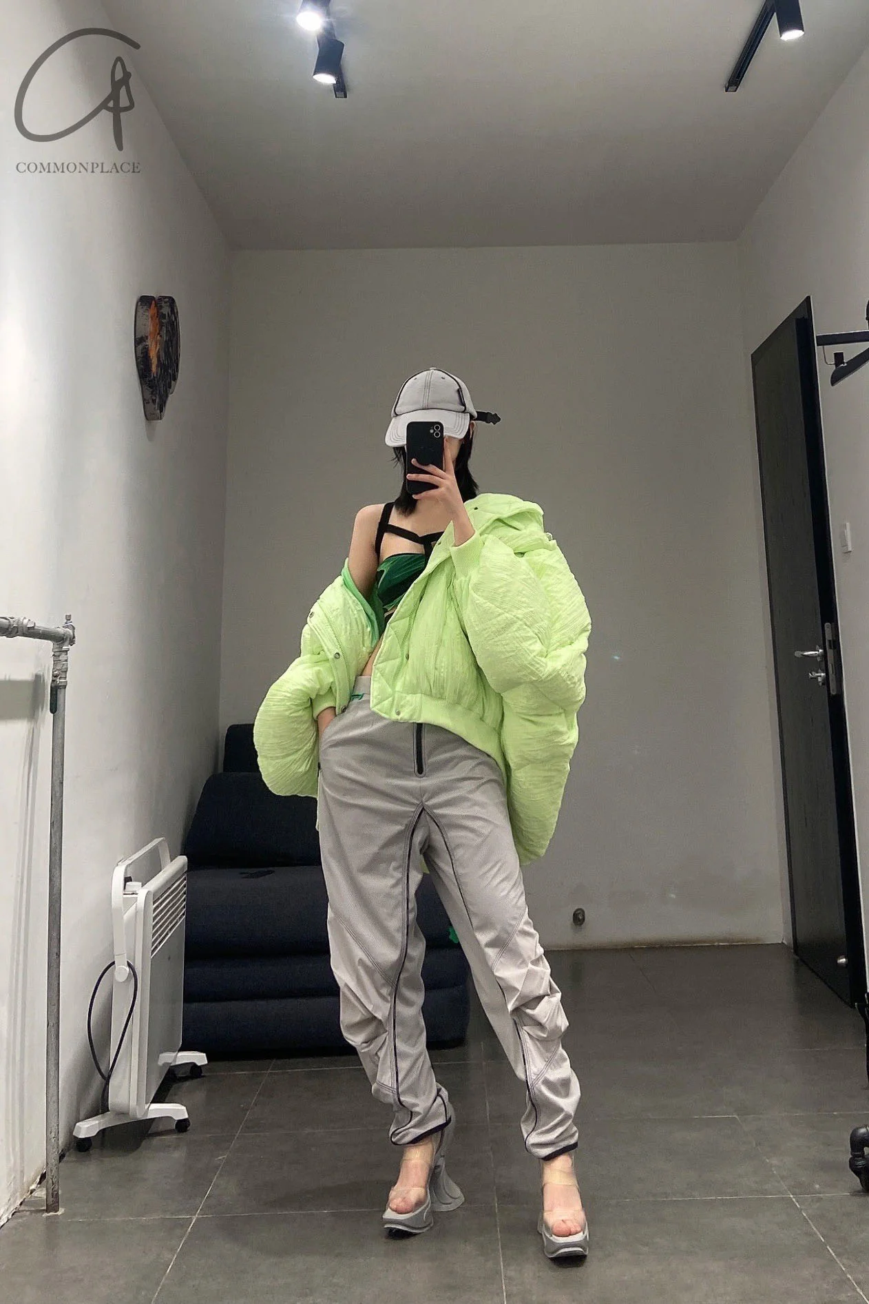 CHENPENG Pleated Puffer Jacket CP20AWJ002CPC394 Pleated Lime Green PCP1 - Image 12