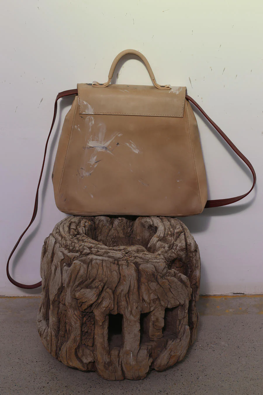 Cherevichkiotvichki 109 Collection British Handmade Calfskin Double Lock Bag PC2 Nude Hand Painted - Image 2