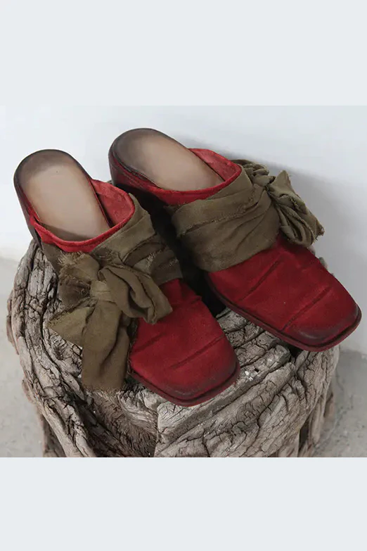 Cherevichkiotvichki 10SS17 MID-HEEL MULE FADED RED mid-heel mules faded red & mustard green PC6 - Image 4