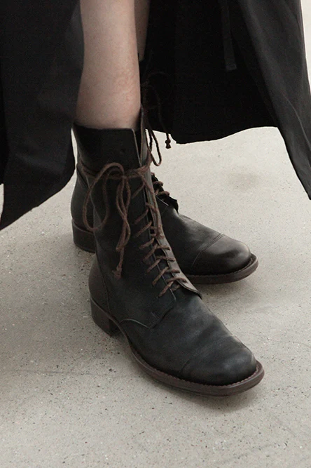 Cherevichkiotvichki 27 series cowhide square black mid-calf boots handmade in the UK 27-2020 black - Image 5