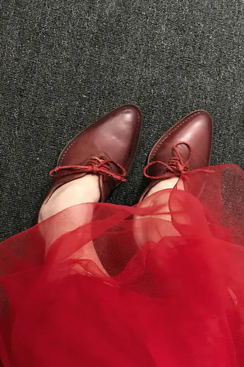 Cherevichkiotvichki waxed calfskin pointed toe derby low-top shoes handmade in England CHE-07SS18-HONG red PC19 - Image 12