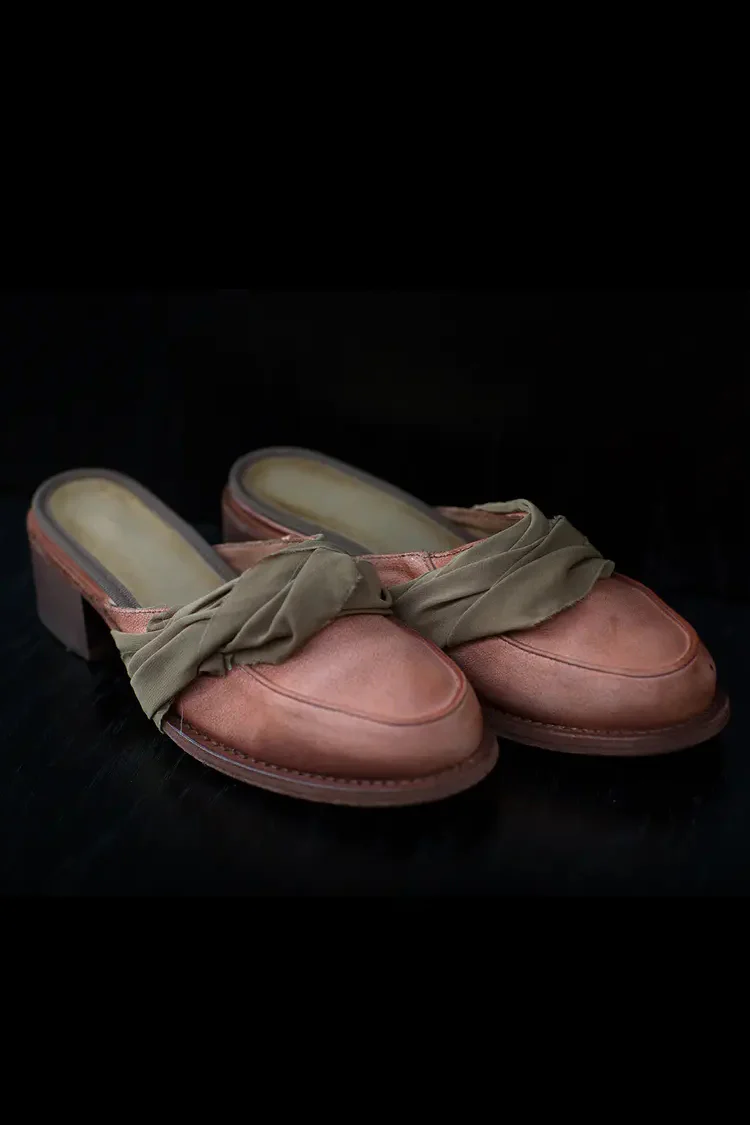 Cherevichkiotvichki 15 series silk strap mosinka closed toe slippers CHE-15SS17-TSHONG faded red