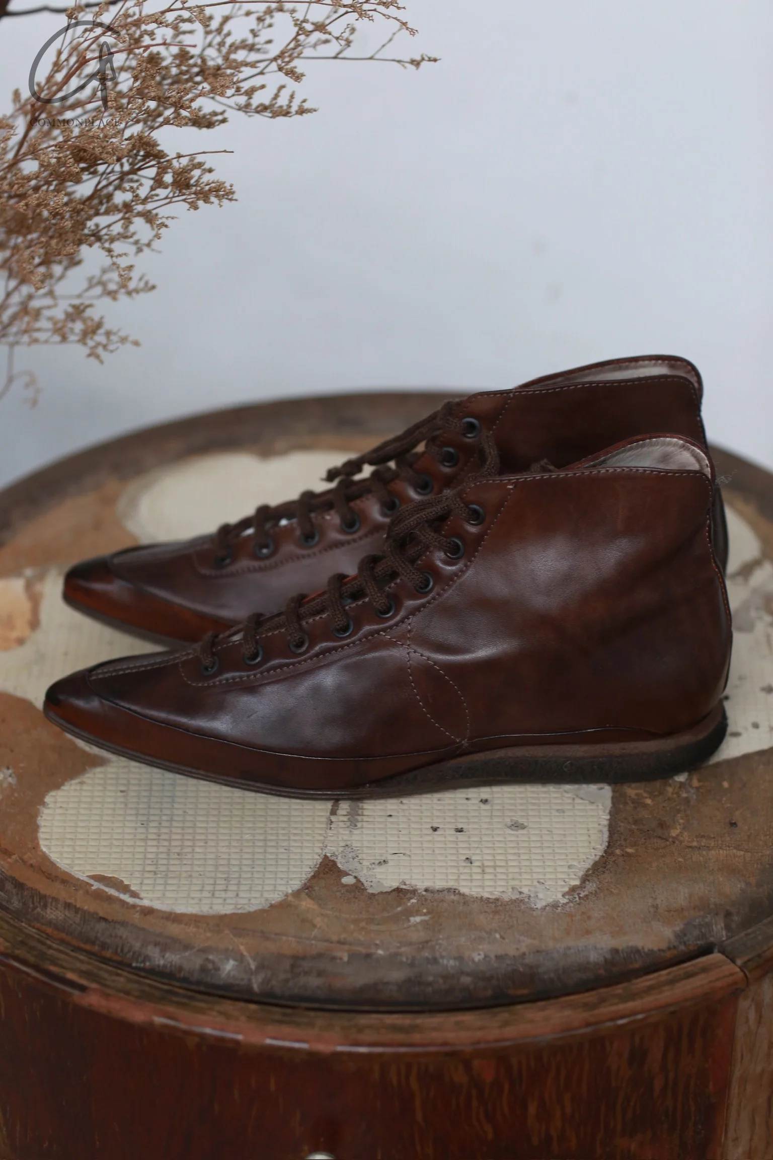 Cherevichkiotvichki pointed toe lace-up leather shoes CHE-LS2-ZONGSE brown