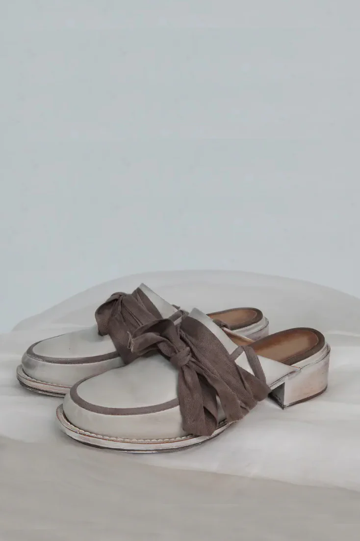 Cherevichkiotvichki 15 series silk-tied mosinka slippers CHE-15SS17-BAIZI dirty white dirty purple shoelaces hollowed-out at the root - Image 5
