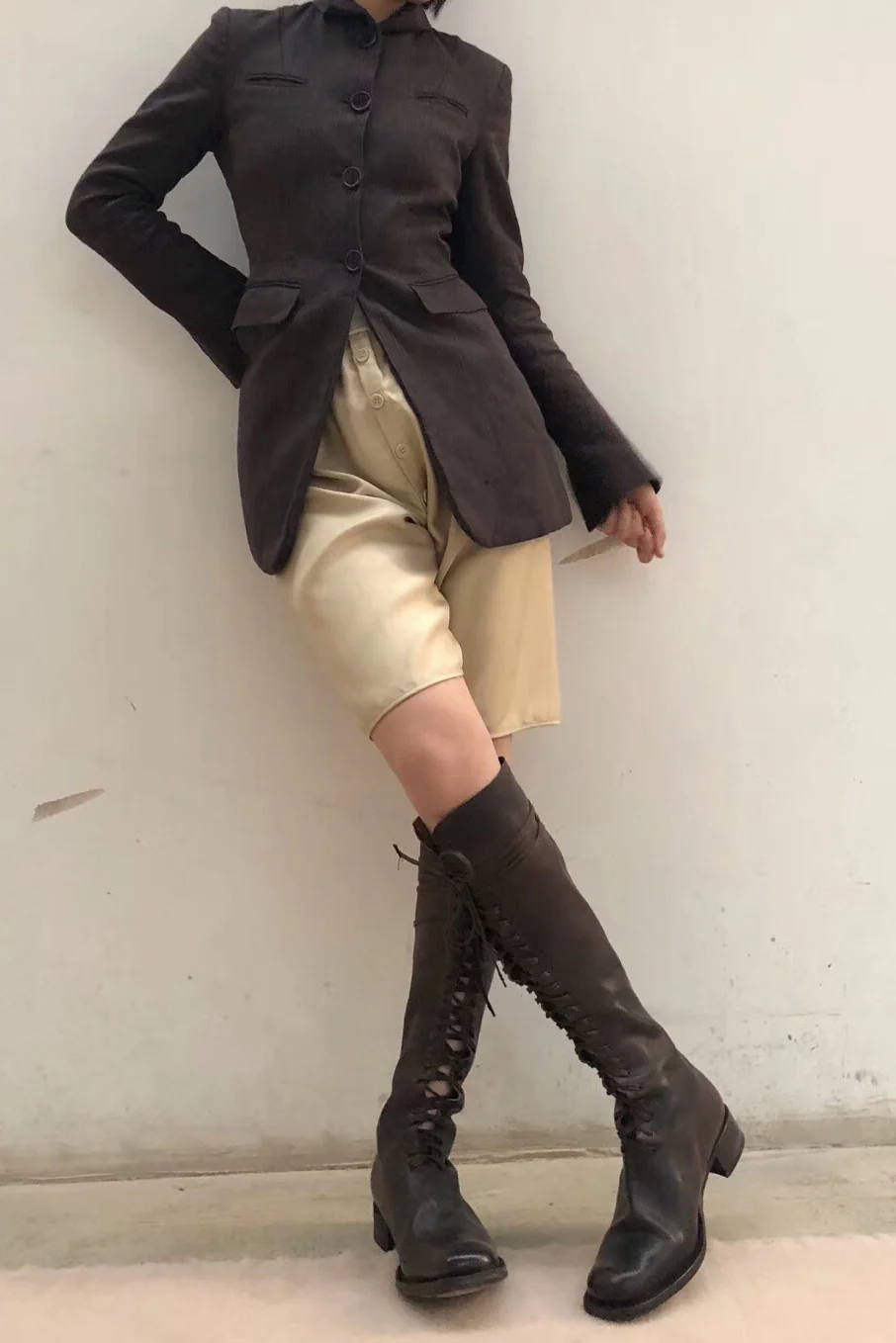 Cherevichkiotvichki waxed horse leather lace-up boots 13AW18 - Image 5