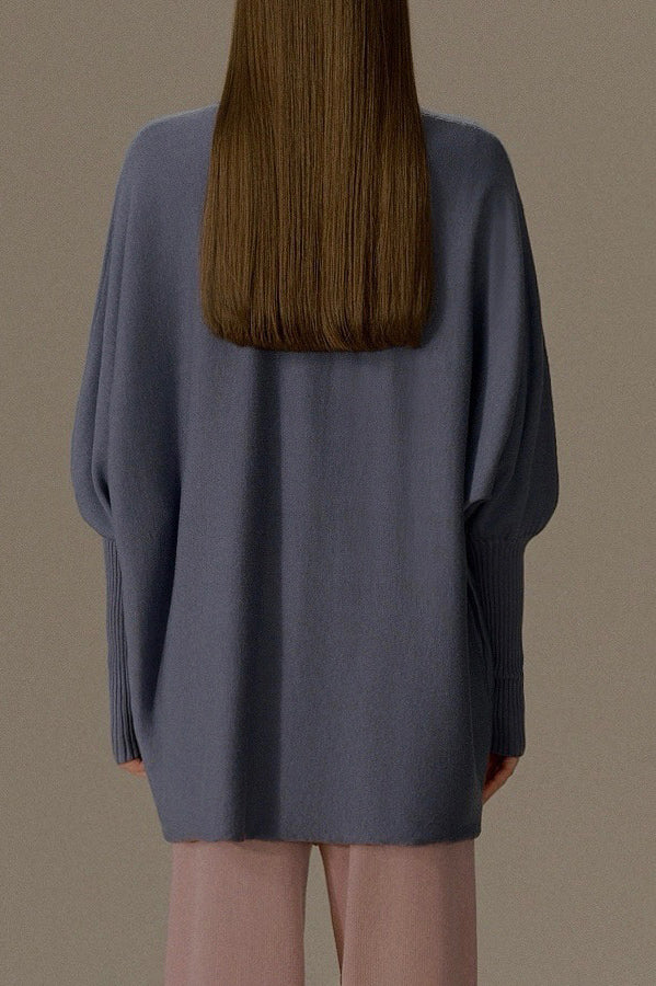 o cloche code 25 Fall/Winter Double-breasted Loose-fitting Sweatshirt, 100% Merino Wool Knit, OCC-OH01T893-FGL, French Blue. - Image 2