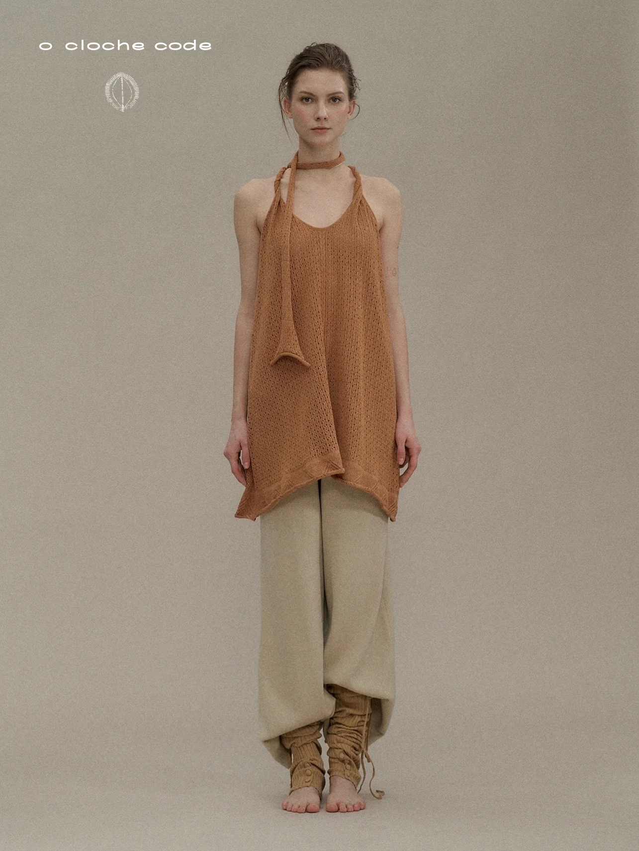 o cloche code cotton knit A-line dress OCC-OH01Q841-XQ Apricot Orange APRICOT - Image 10
