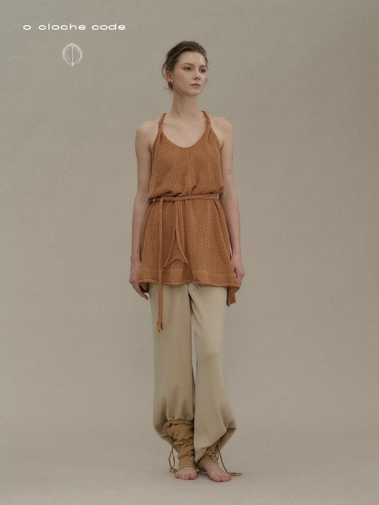 o cloche code cotton knit A-line dress OCC-OH01Q841-XQ Apricot Orange APRICOT - Image 11