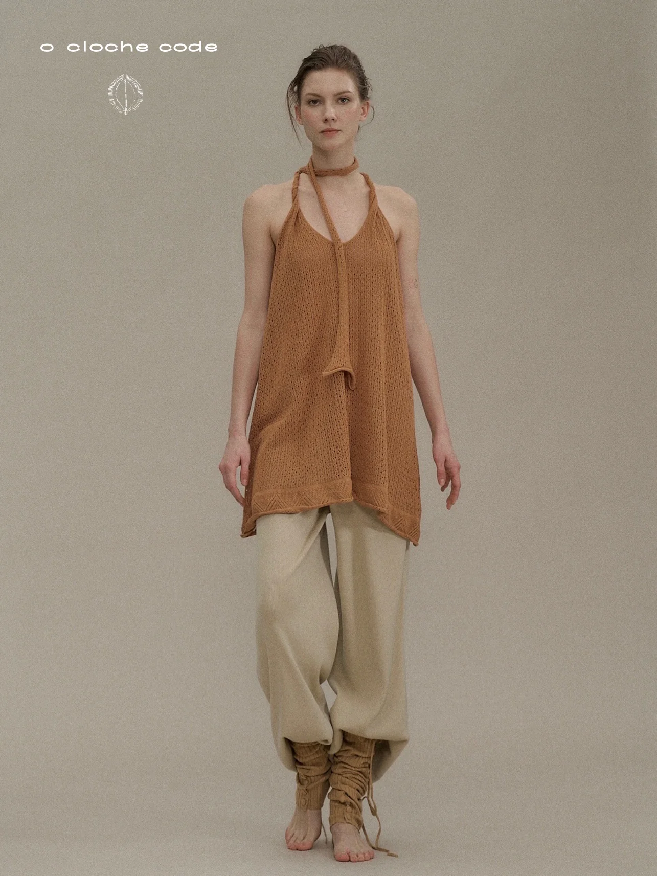 o cloche code cotton knit A-line dress OCC-OH01Q841-XQ Apricot Orange APRICOT - Image 12