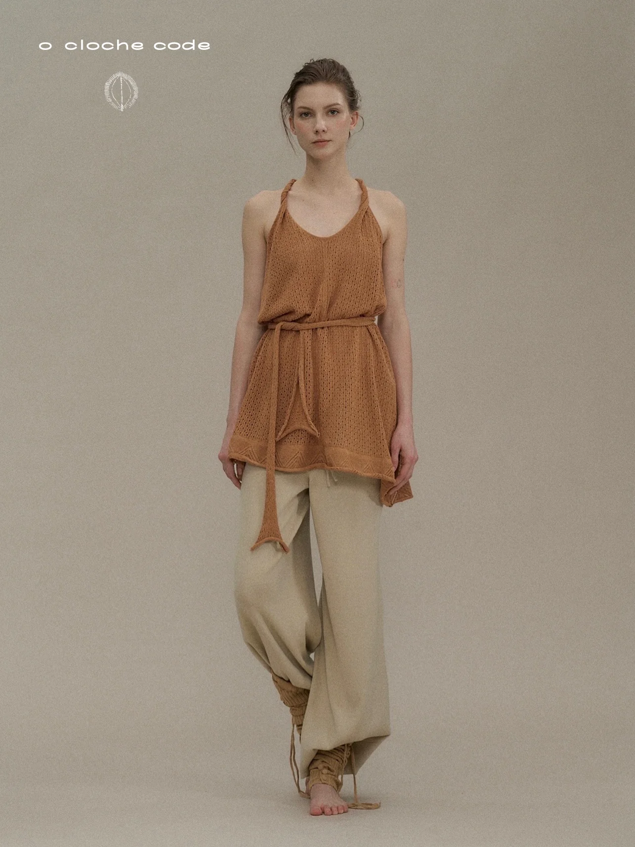 o cloche code cotton knit A-line dress OCC-OH01Q841-XQ Apricot Orange APRICOT - Image 13