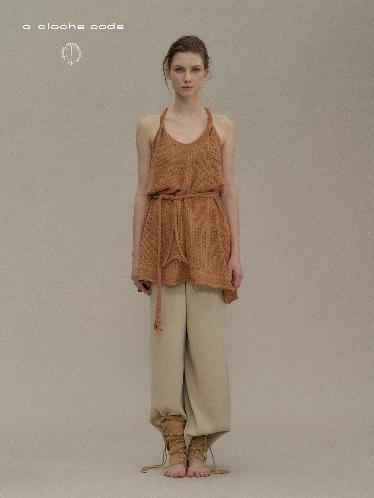 o cloche code cotton knit A-line dress OCC-OH01Q841-XQ Apricot Orange APRICOT - Image 14