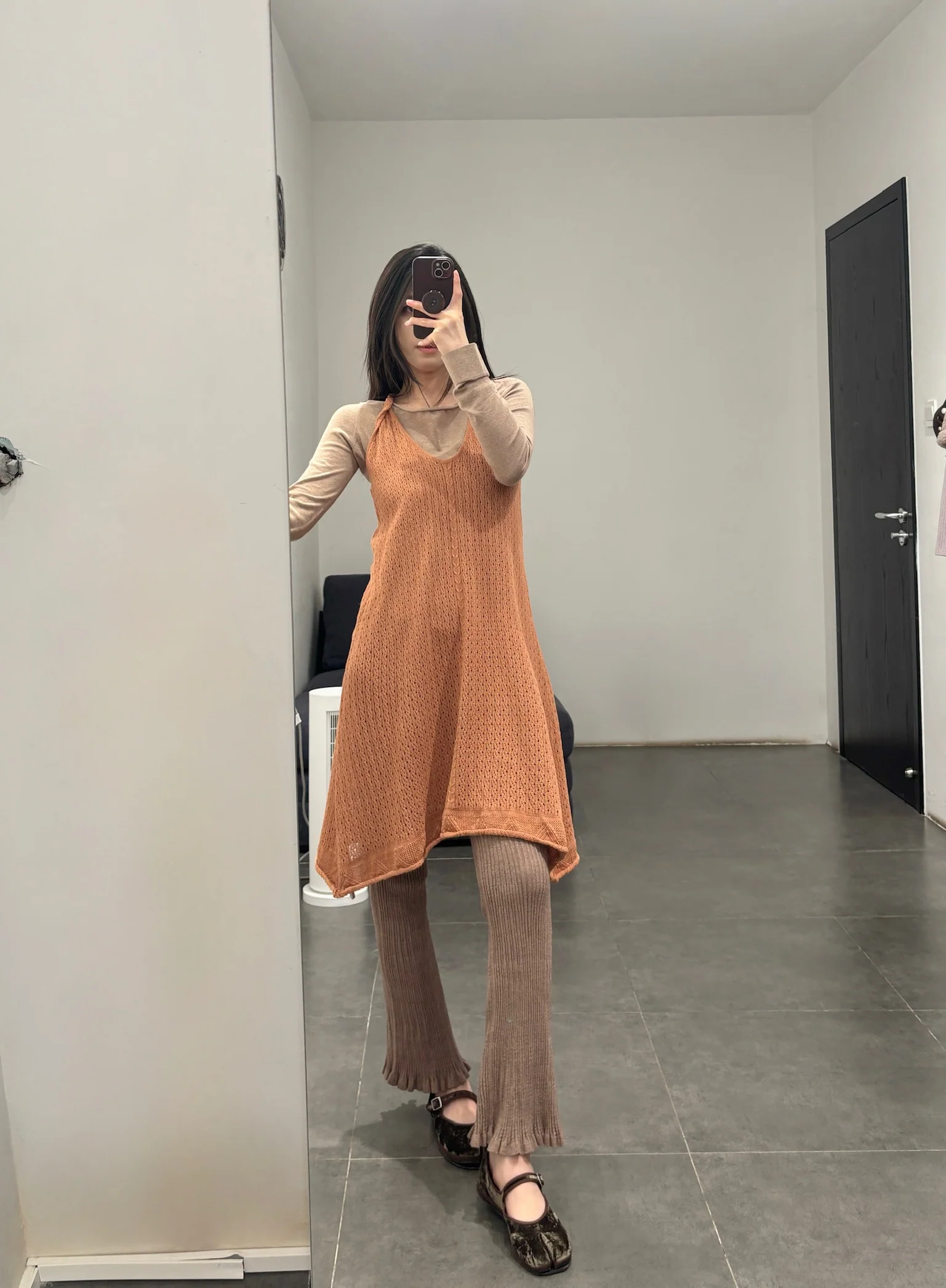 o cloche code cotton knit A-line dress OCC-OH01Q841-XQ Apricot Orange APRICOT - Image 15