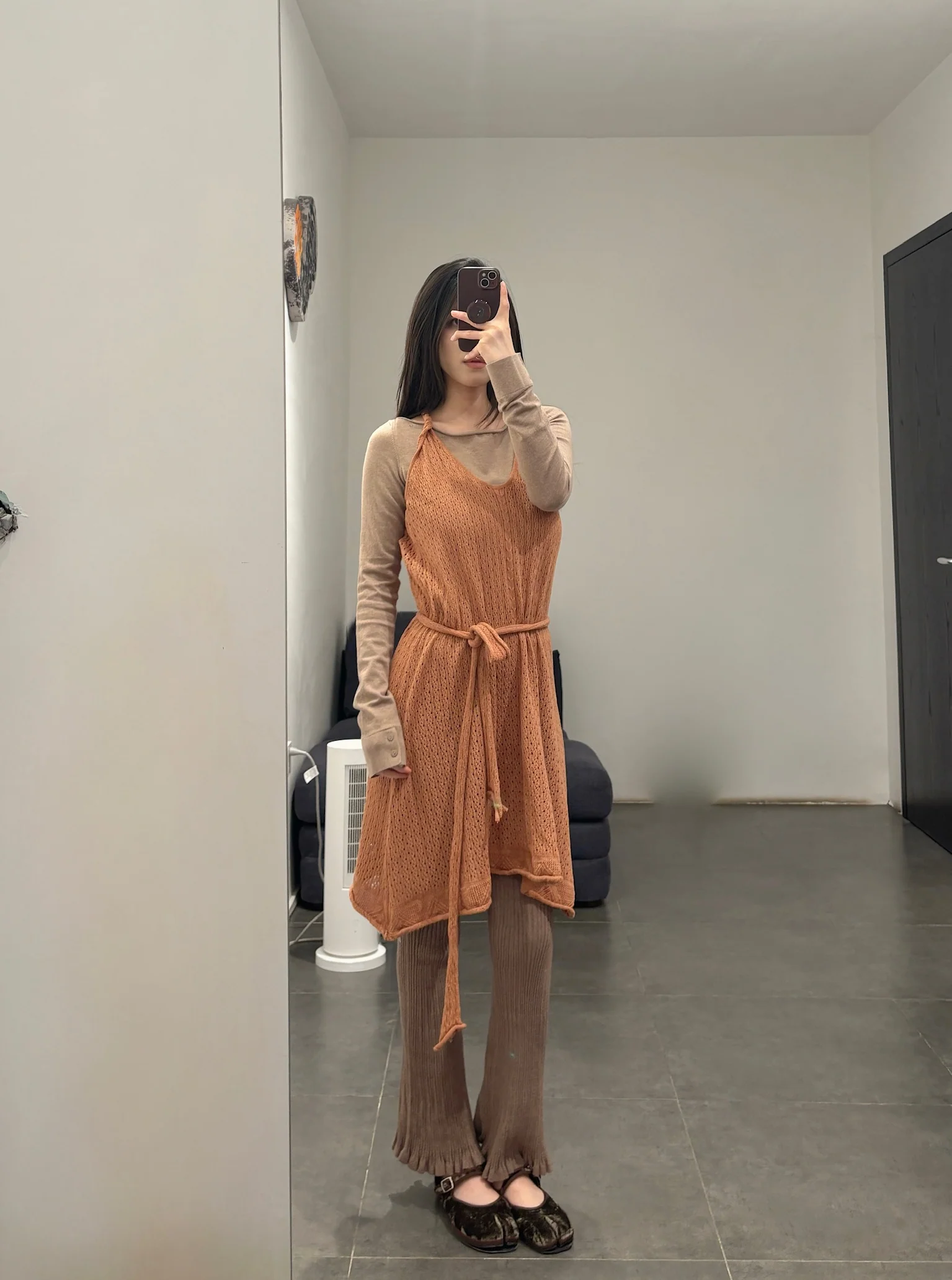 o cloche code cotton knit A-line dress OCC-OH01Q841-XQ Apricot Orange APRICOT - Image 16