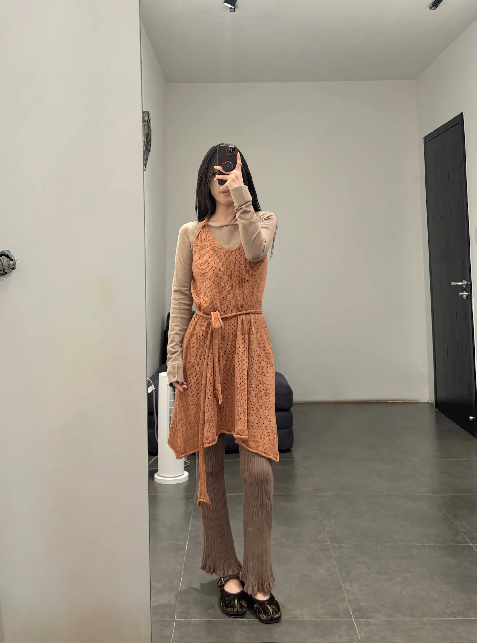 o cloche code cotton knit A-line dress OCC-OH01Q841-XQ Apricot Orange APRICOT - Image 17