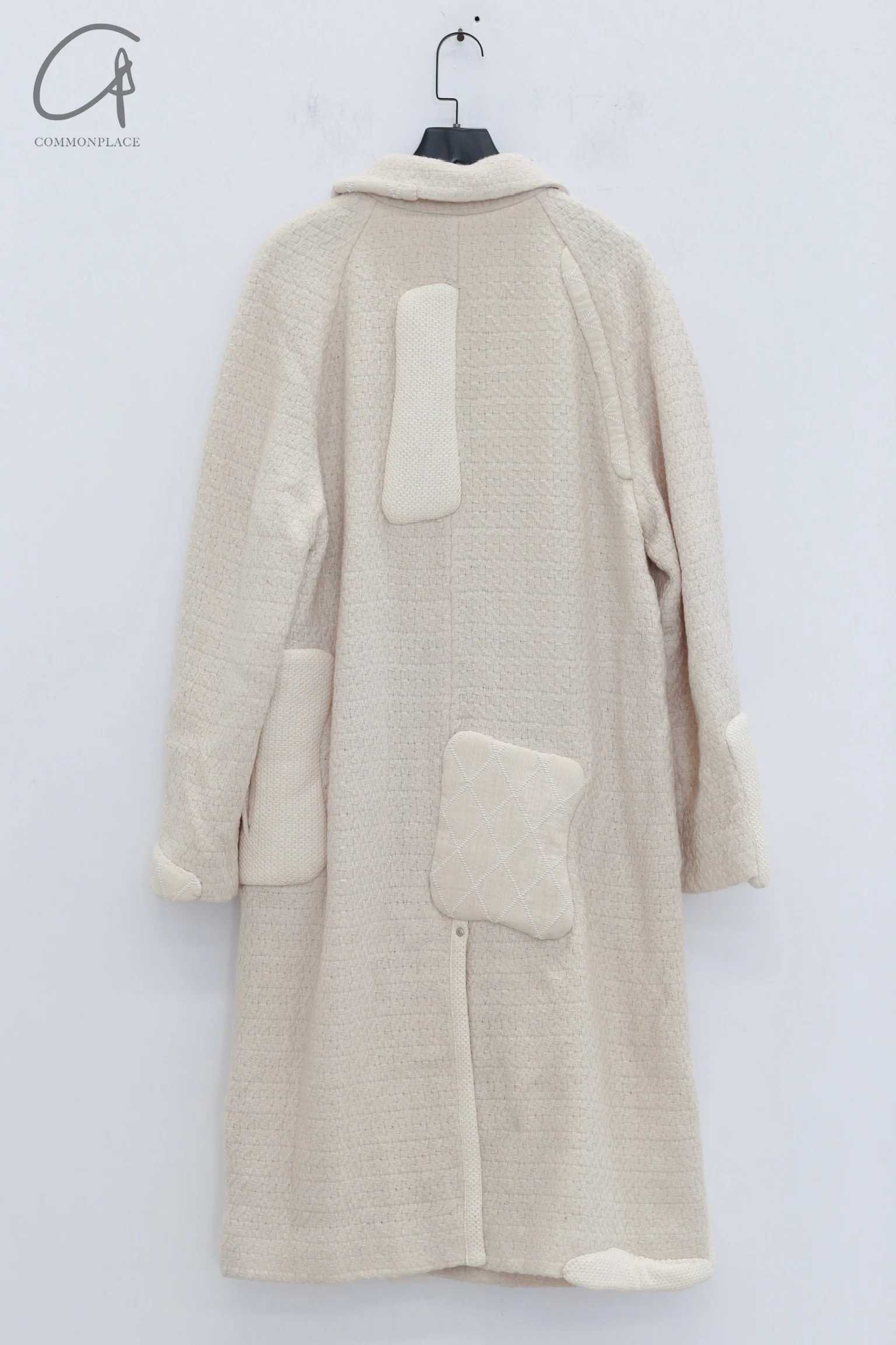 COMMUNS 24 Autumn/Winter Spliced Lapel Wool Coat France CMS-CS/FW24-M107A-CREAM CS/FW24-M107A - Image 4