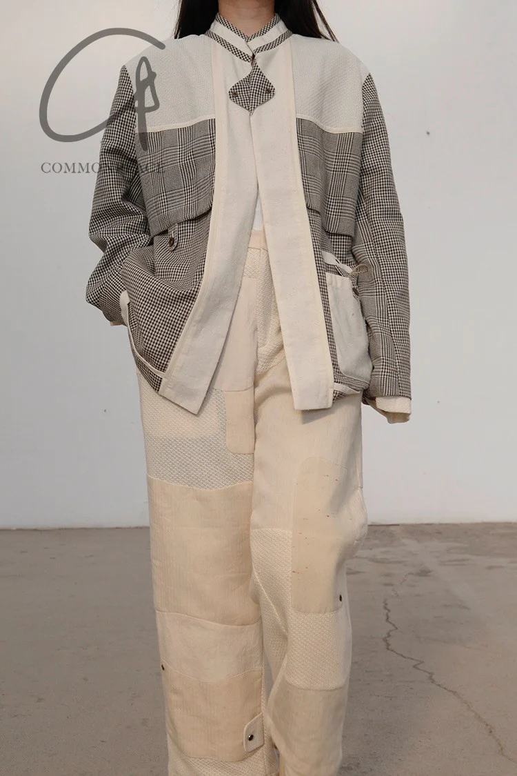 communs plaid pullover with folding lapel SS21-C131A - Image 2