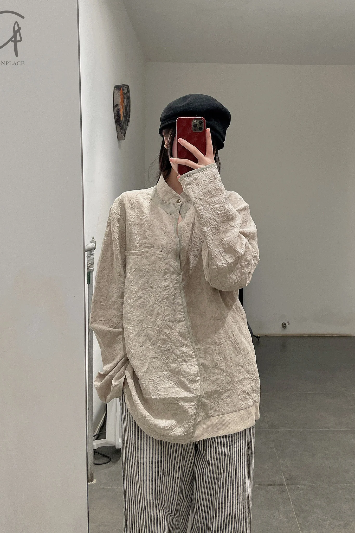 communs single button crinkled linen shirt SS21-C145A - Image 5