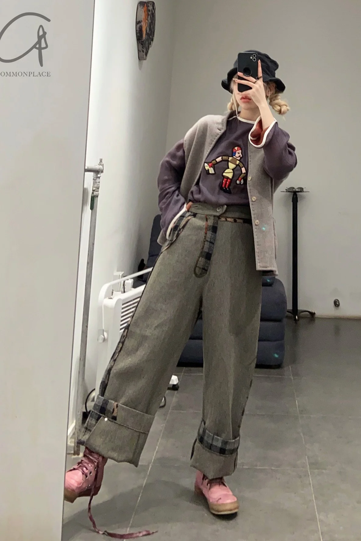 Communs with left trousers loose pants AW22-P225A - Image 22