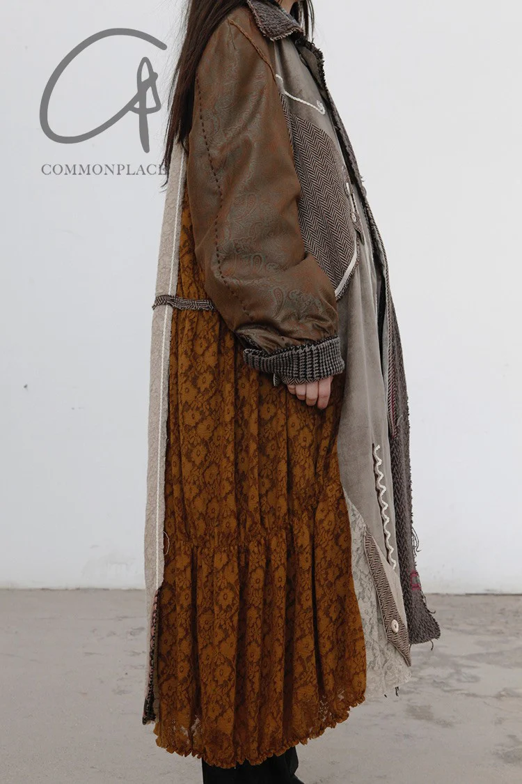 COMMUNS wool double-breasted double-breasted long woolen coat, chocolate color AW21-M203 - Image 10