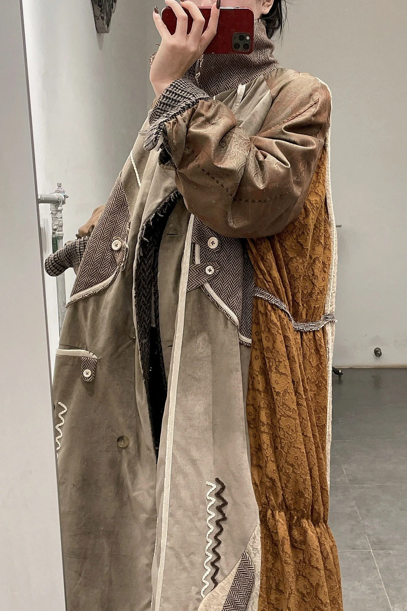 COMMUNS wool double-breasted double-breasted long woolen coat, chocolate color AW21-M203 - Image 31