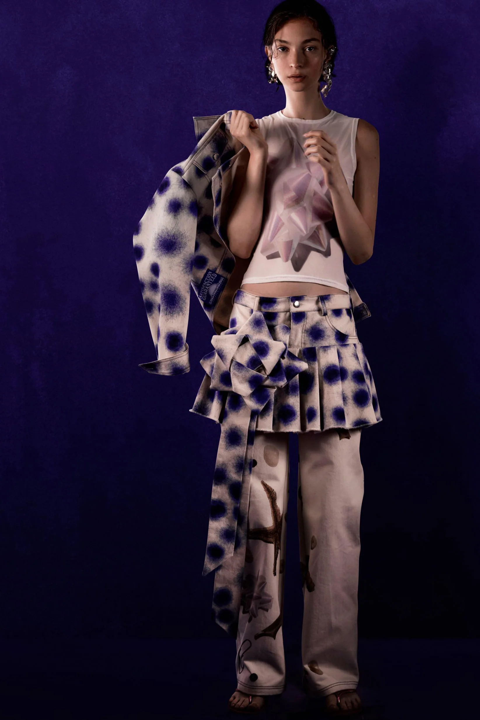 CONSTANÇA ENTRUDO Ballpoint pen print denim skirt Portugal CE-SS24_SKI04-LAN Blue - Image 9