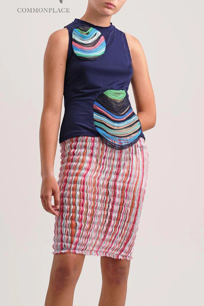 CONSTANÇA ENTRUDO Hand Woven Striped Thread Mini Skirt SS23_SKI02 - Image 17