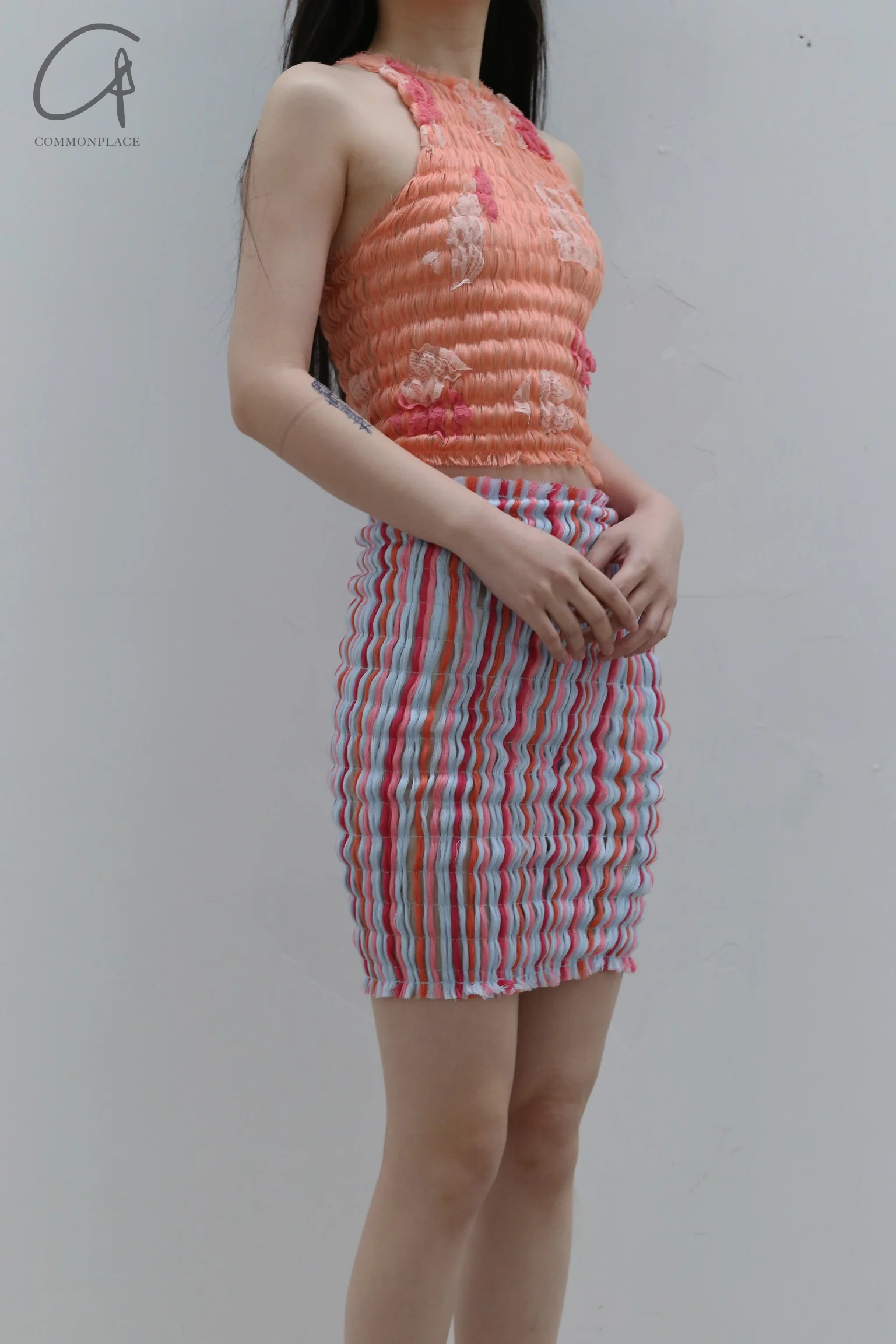 CONSTANÇA ENTRUDO Hand Woven Striped Thread Mini Skirt SS23_SKI02 - Image 4