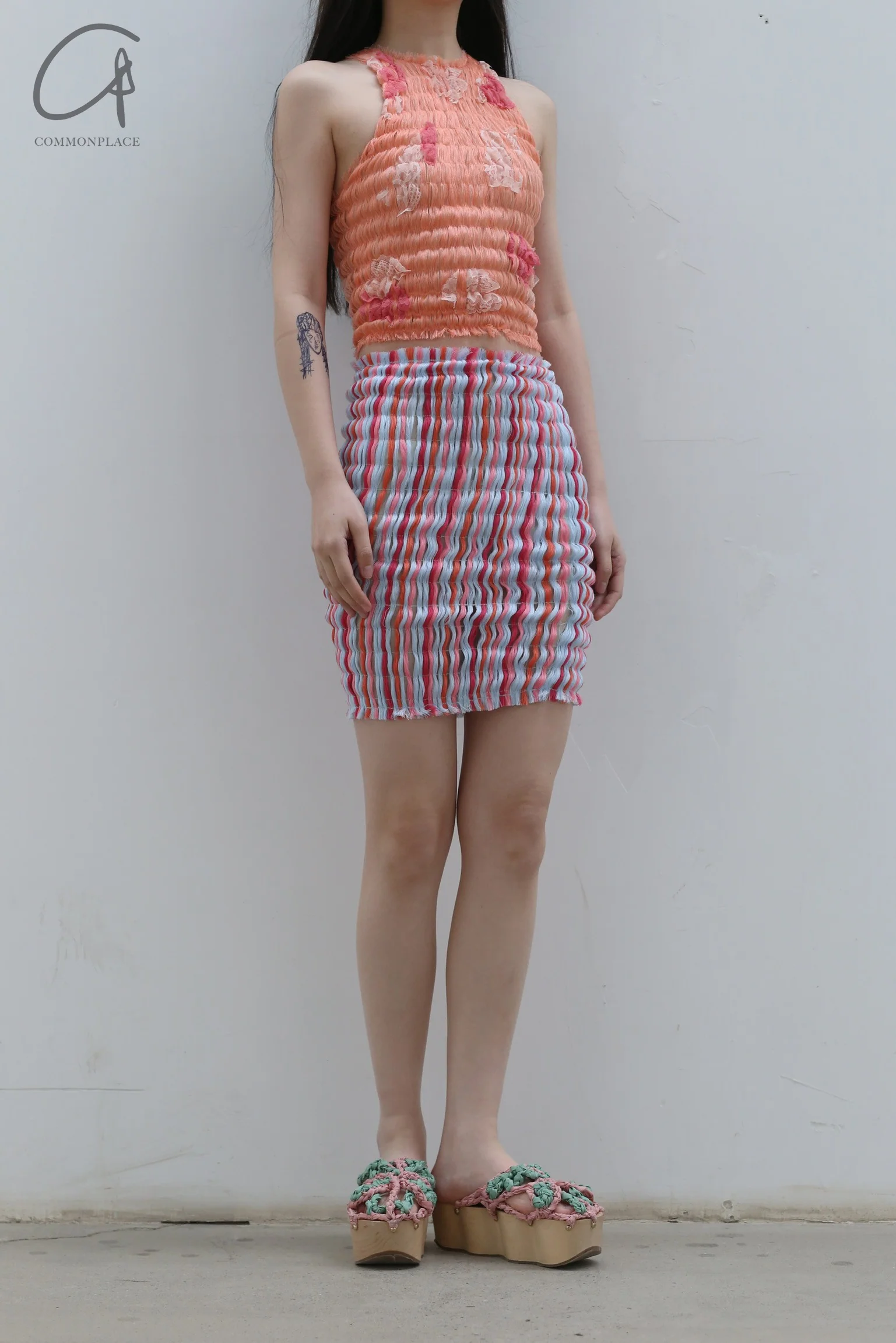 CONSTANÇA ENTRUDO Hand Woven Striped Thread Mini Skirt SS23_SKI02 - Image 6