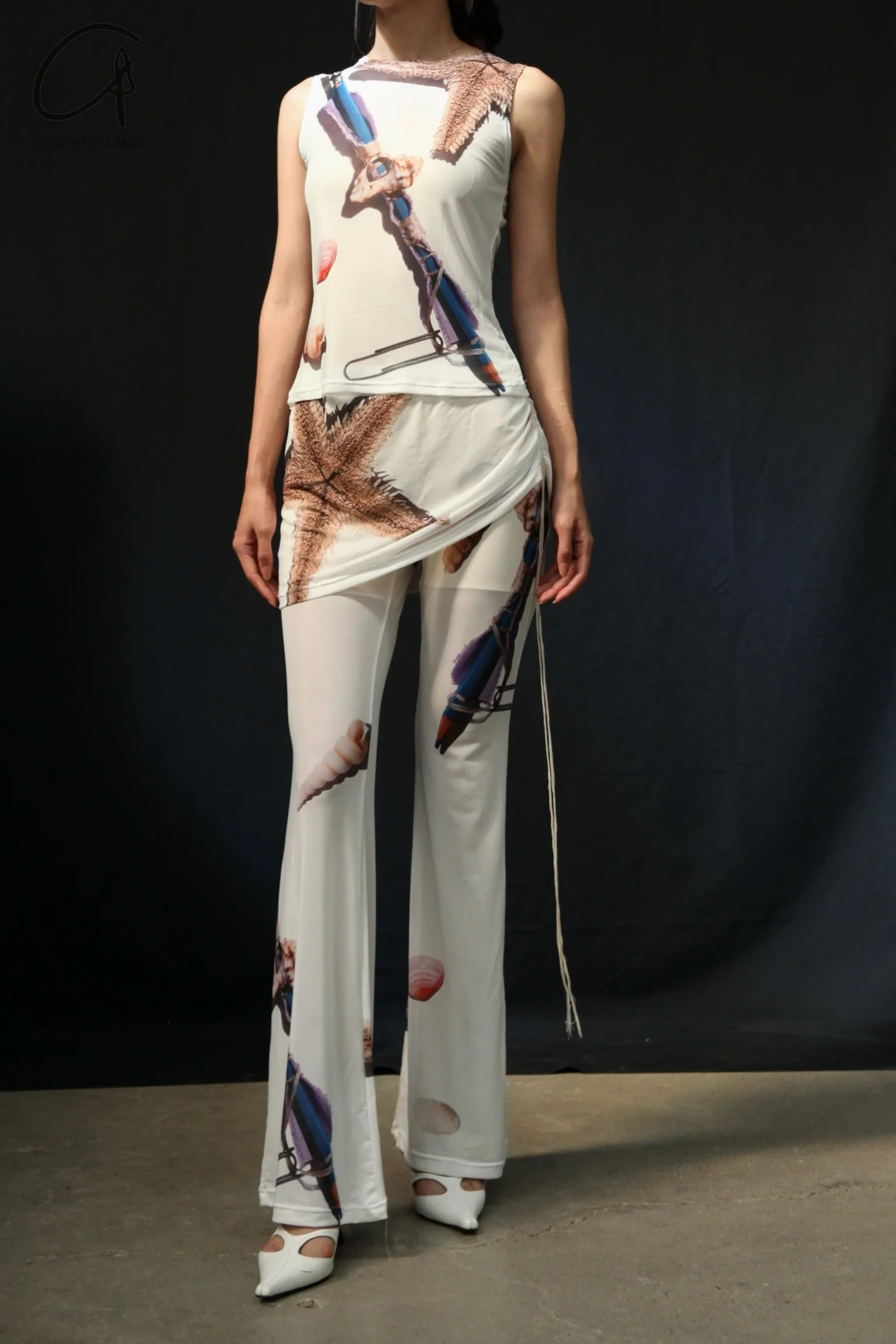 CONSTANÇA ENTRUDO Mesh print top CE-SS24_TOP06-LB blue and white SS24_TOP02 - Image 3