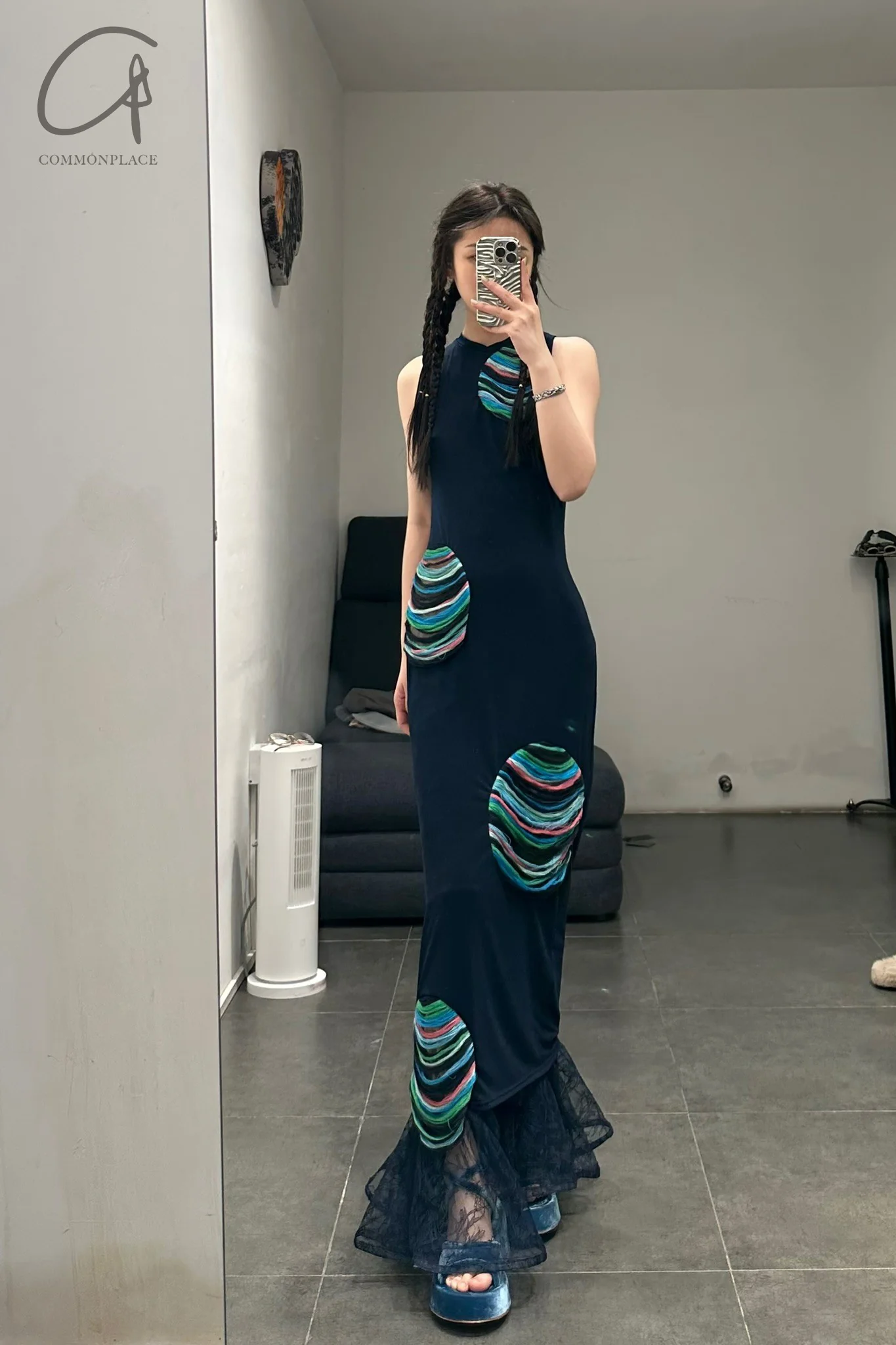 CONSTANÇA ENTRUDO Navy Line Stand Collar Dress SS23_DRE015 - Image 8