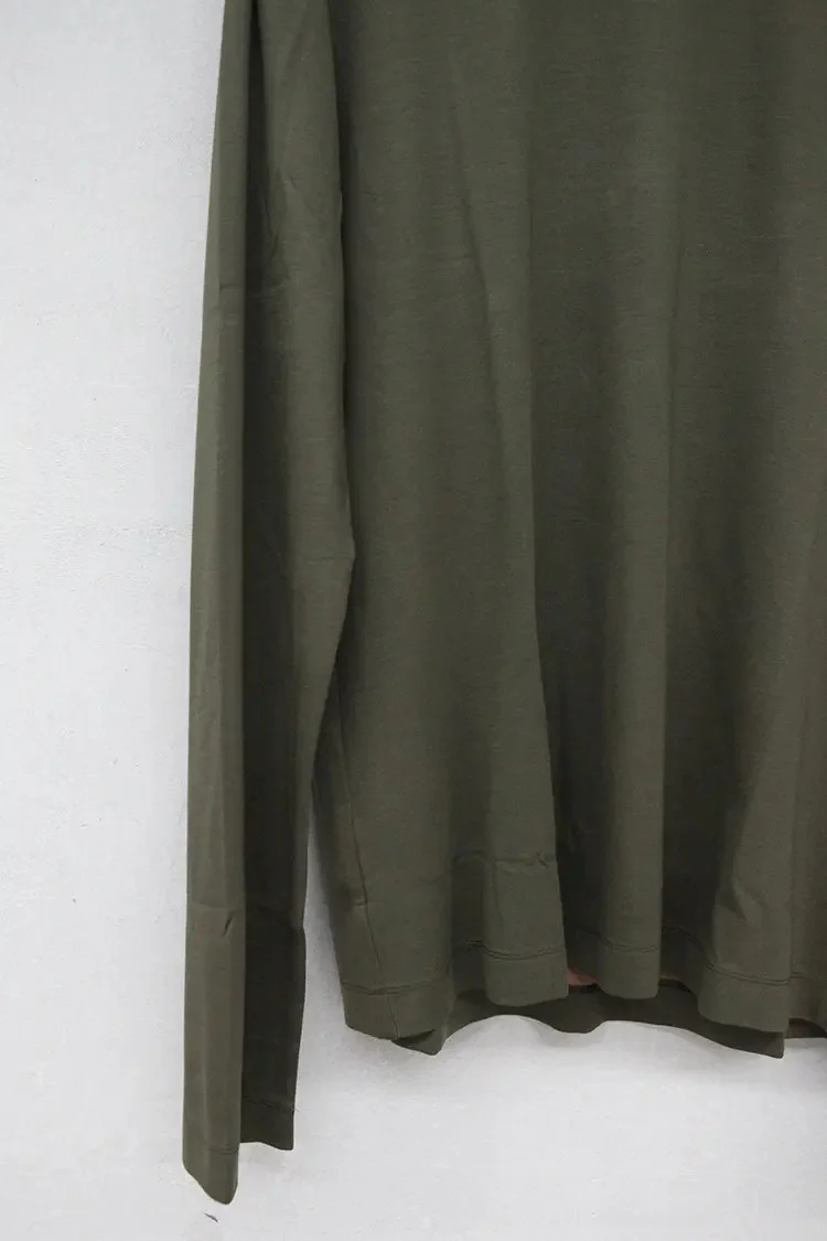 CORNER STONE Olive Green High Neck Long Sleeve T-Shirt CMTTL1903256 - Image 3