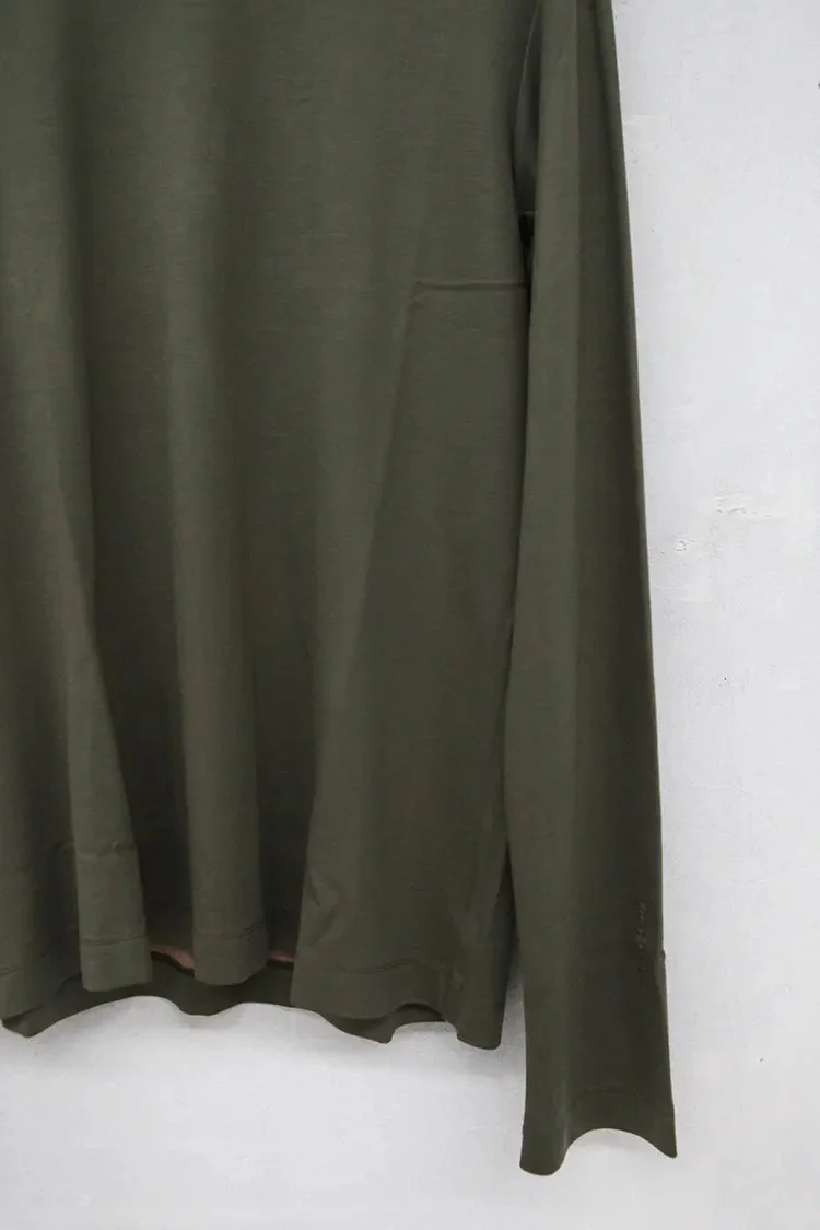 CORNER STONE Olive Green High Neck Long Sleeve T-Shirt CMTTL1903256 - Image 4