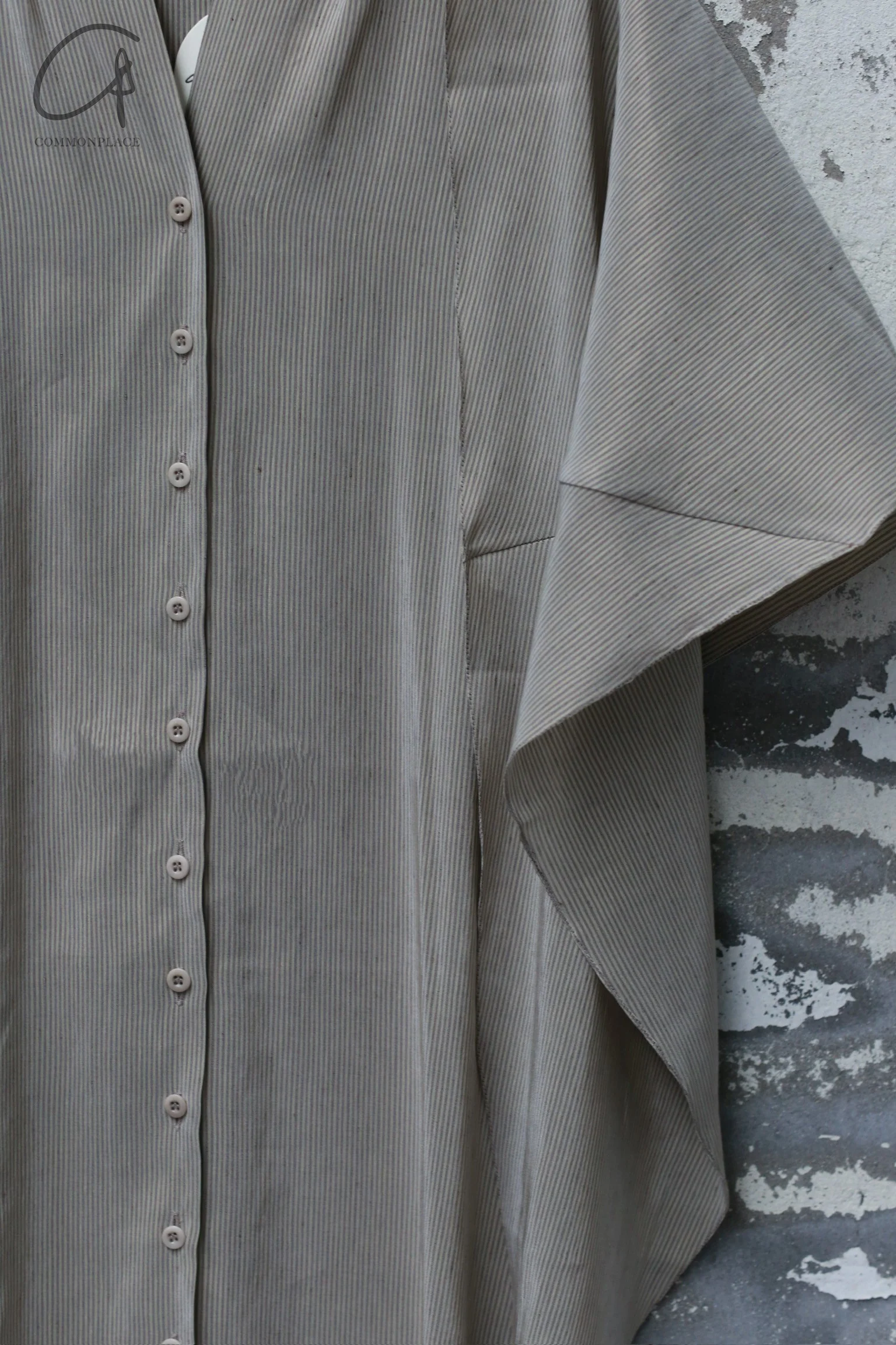 Cortana 24 spring and summer Cleo dress linen silk green stripe A-3752-LTW - Image 3