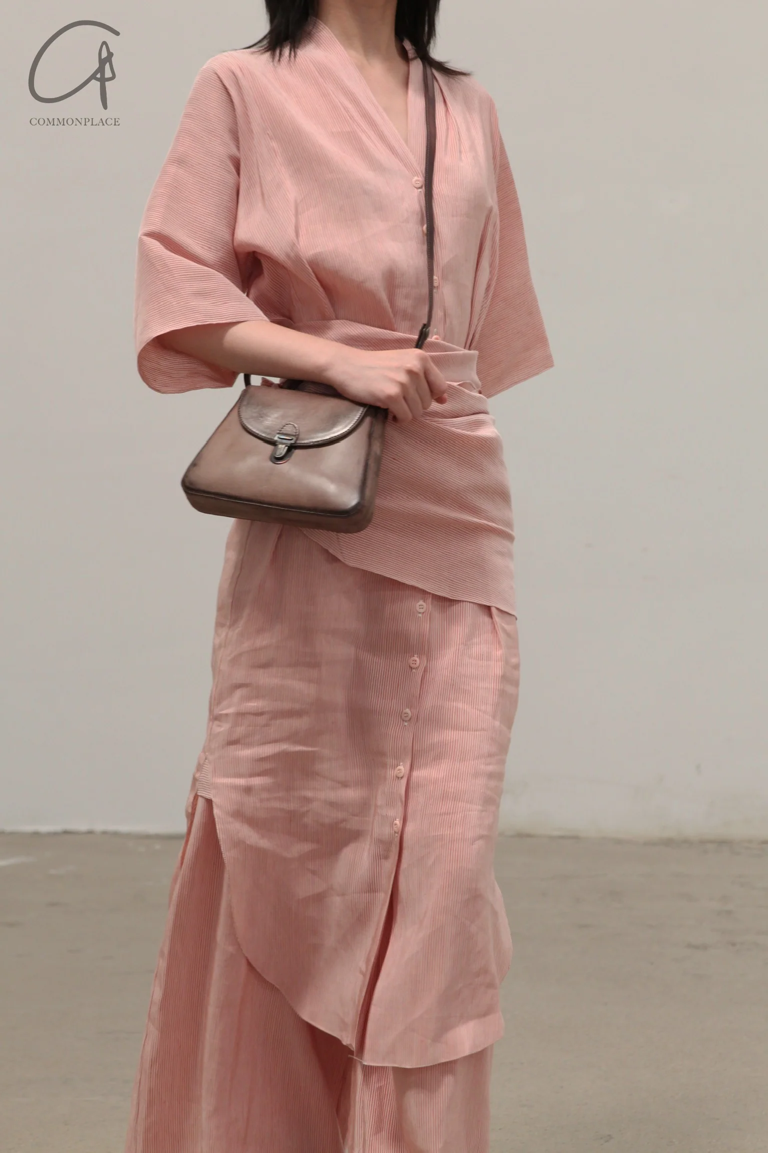 Cortana 24 spring and summer Cleo dress linen silk red stripe A-3752-HTW - Image 5