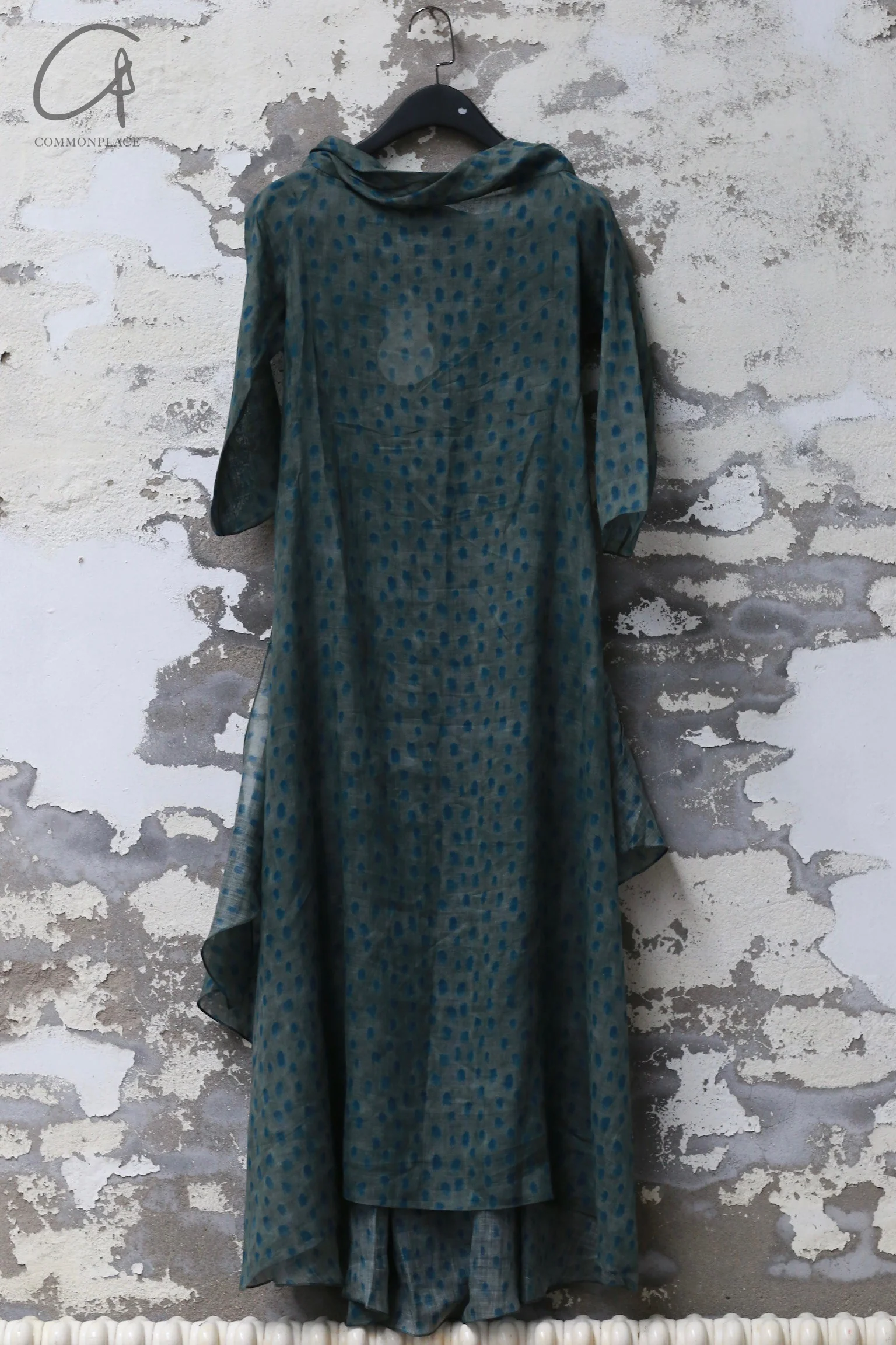 Cortana 24 spring and summer silk blue dress blue and green A-3750-LANLV