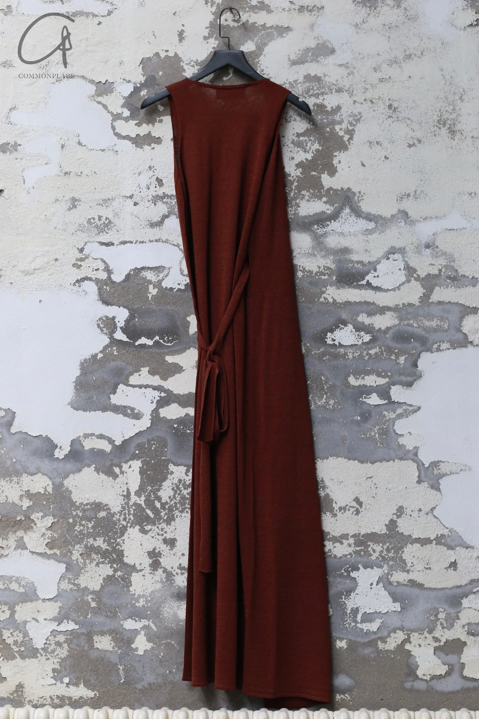Cortana 24 spring and summer sleeveless knitted linen dress maroon A-5030-LS - Image 5