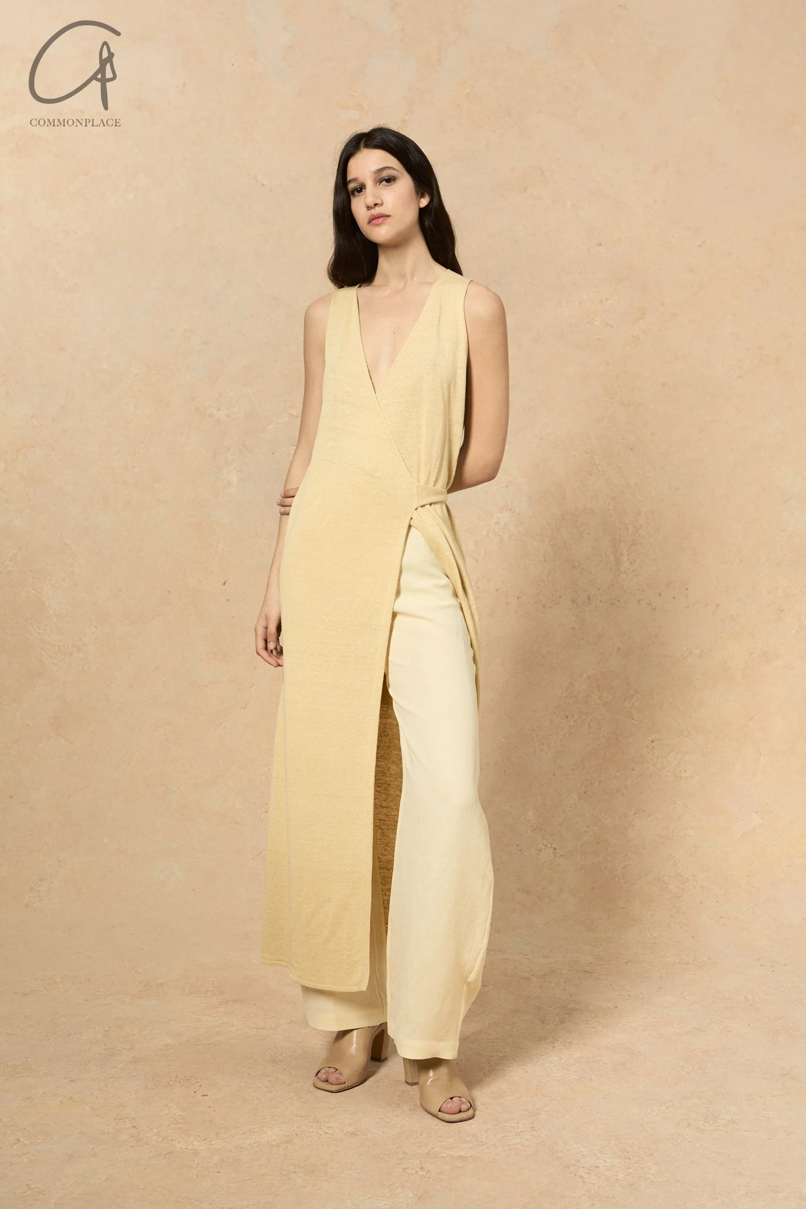 Cortana 24 Spring/Summer Sleeveless Knitted Linen Dress Vanilla A-5030-XC - Image 8