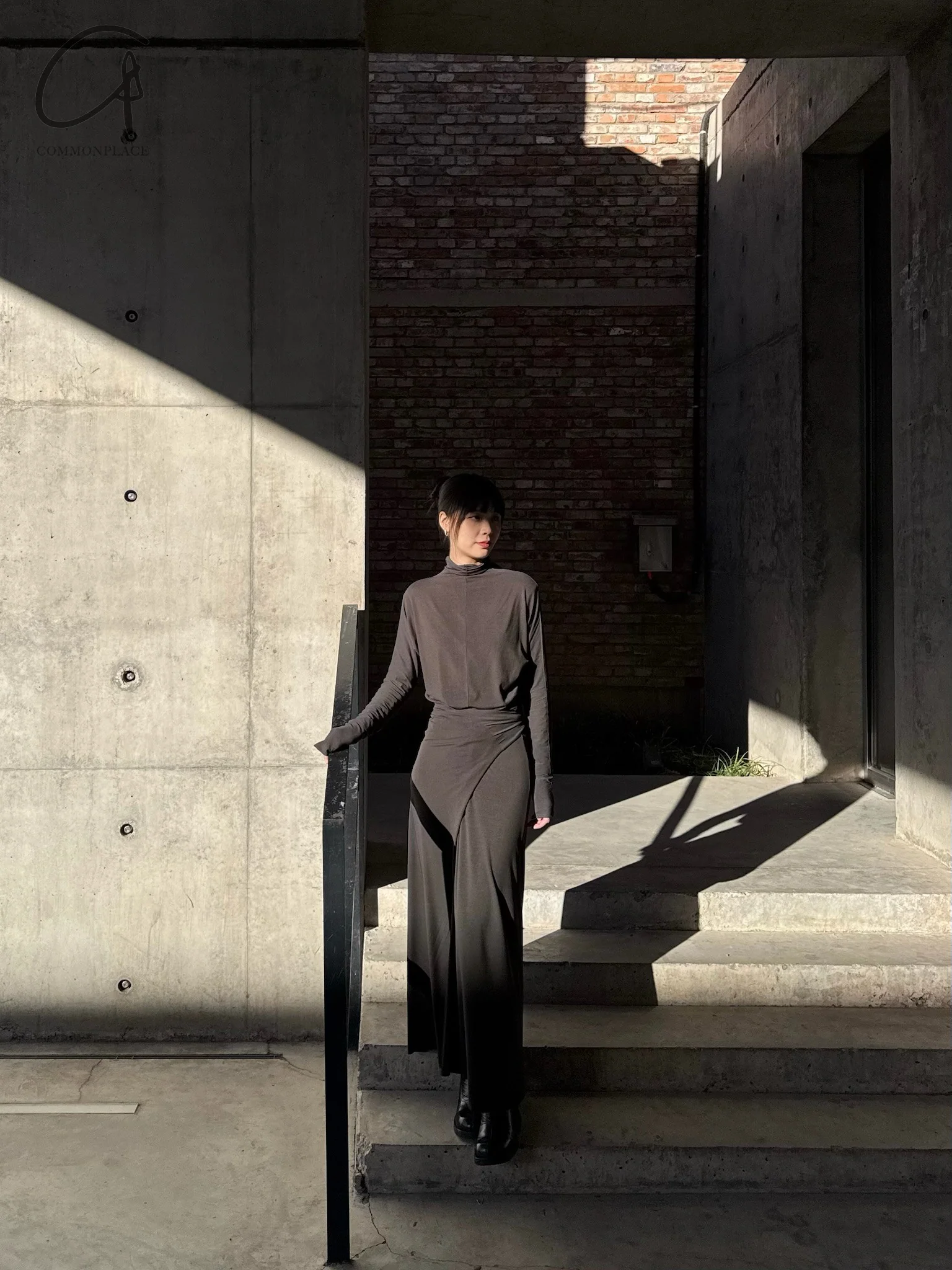 Cortana Maxi Dress with Cape CTN-A-3706-HEI Black - Image 11