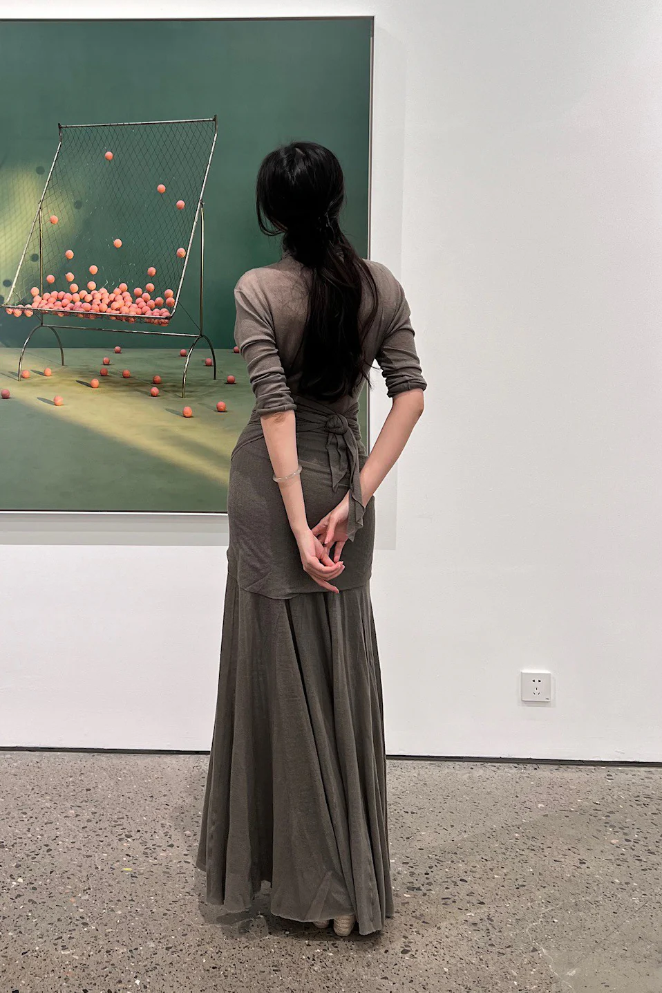 Cortana Maxi Dress with Cape CTN-A-3706-HUI Grey - Image 15