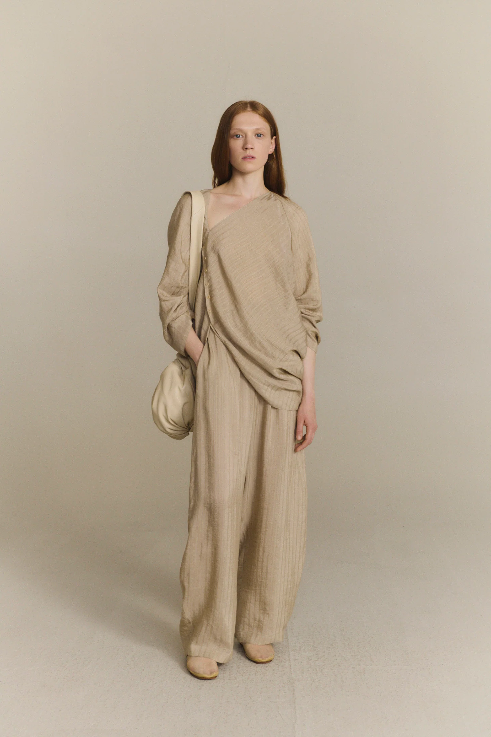 Cortana Spring/Summer 2026 Eloise Shirt/Pants, Spain, CTN-PS26-A4382-BEIGE JACQUARD STRIPES Pants (PS26-A0599) - Image 6